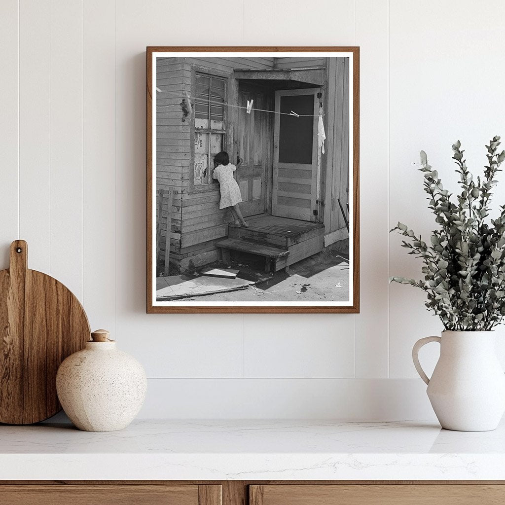 Mexican Girl by Window San Diego May 1941 Vintage Photo