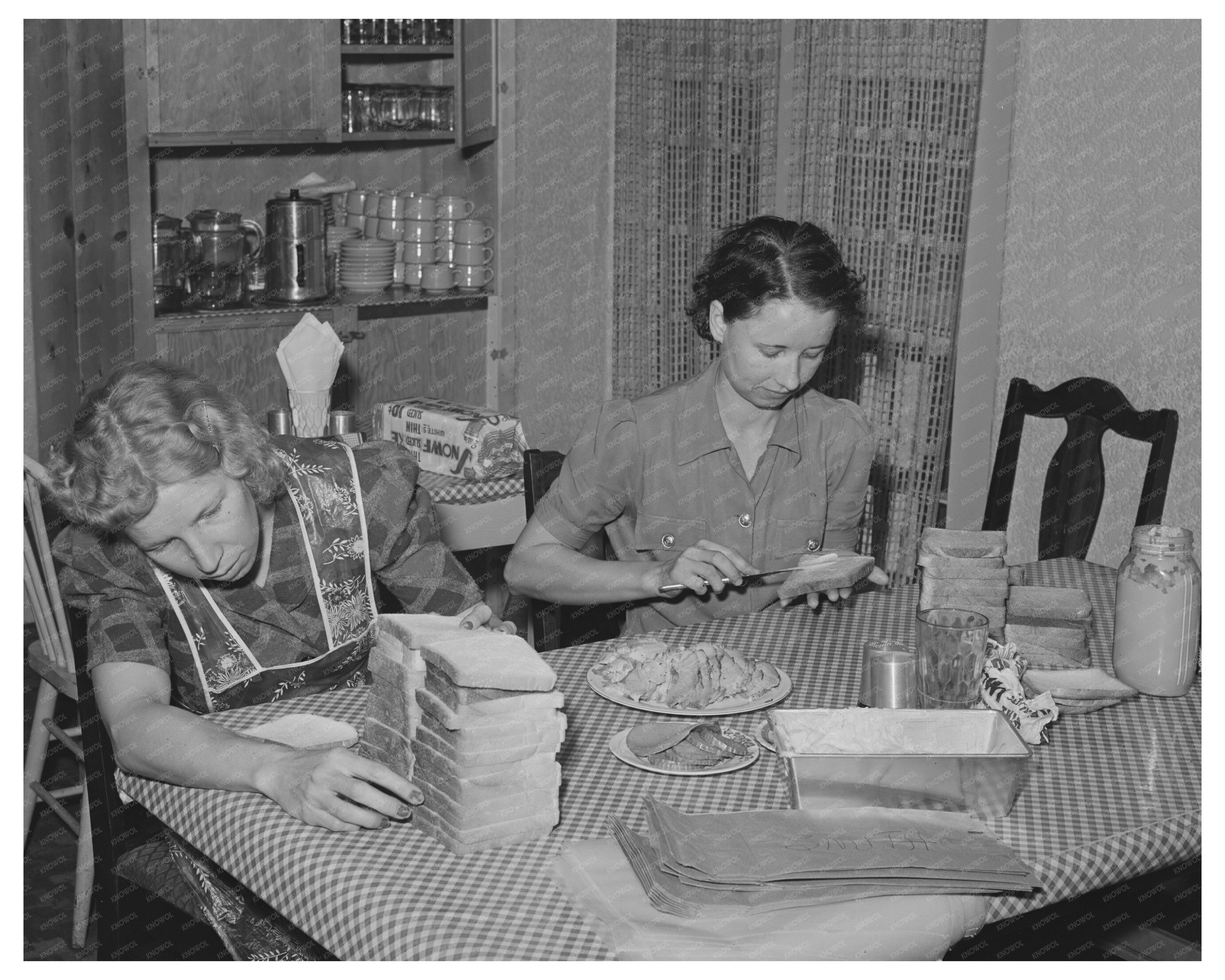 San Diego Boarding House Maids Prepare Sandwiches 1941