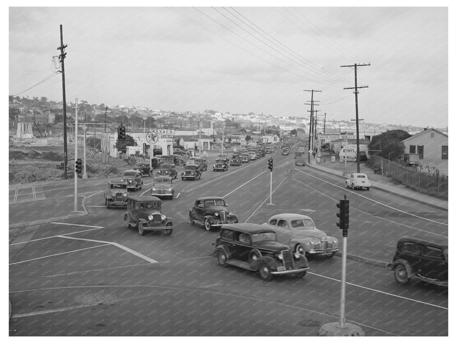 San Diego Highway Traffic June 1941 Wartime Industry