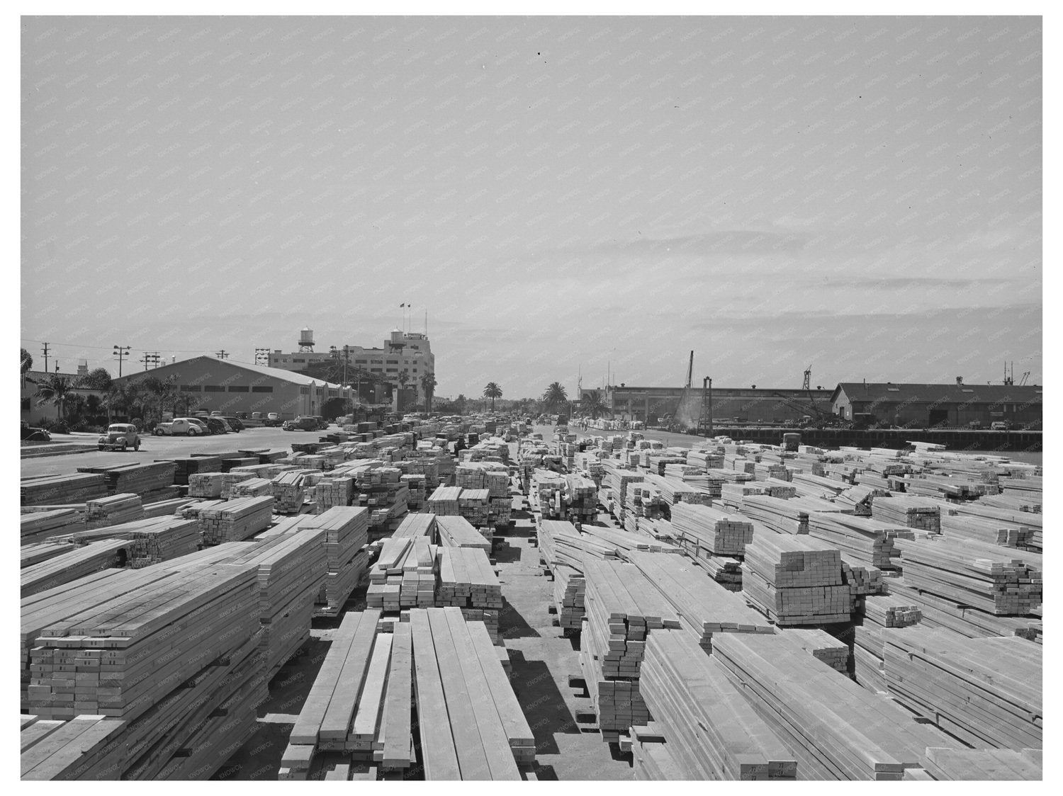 Vintage Lumber Stacked for Construction San Diego 1941