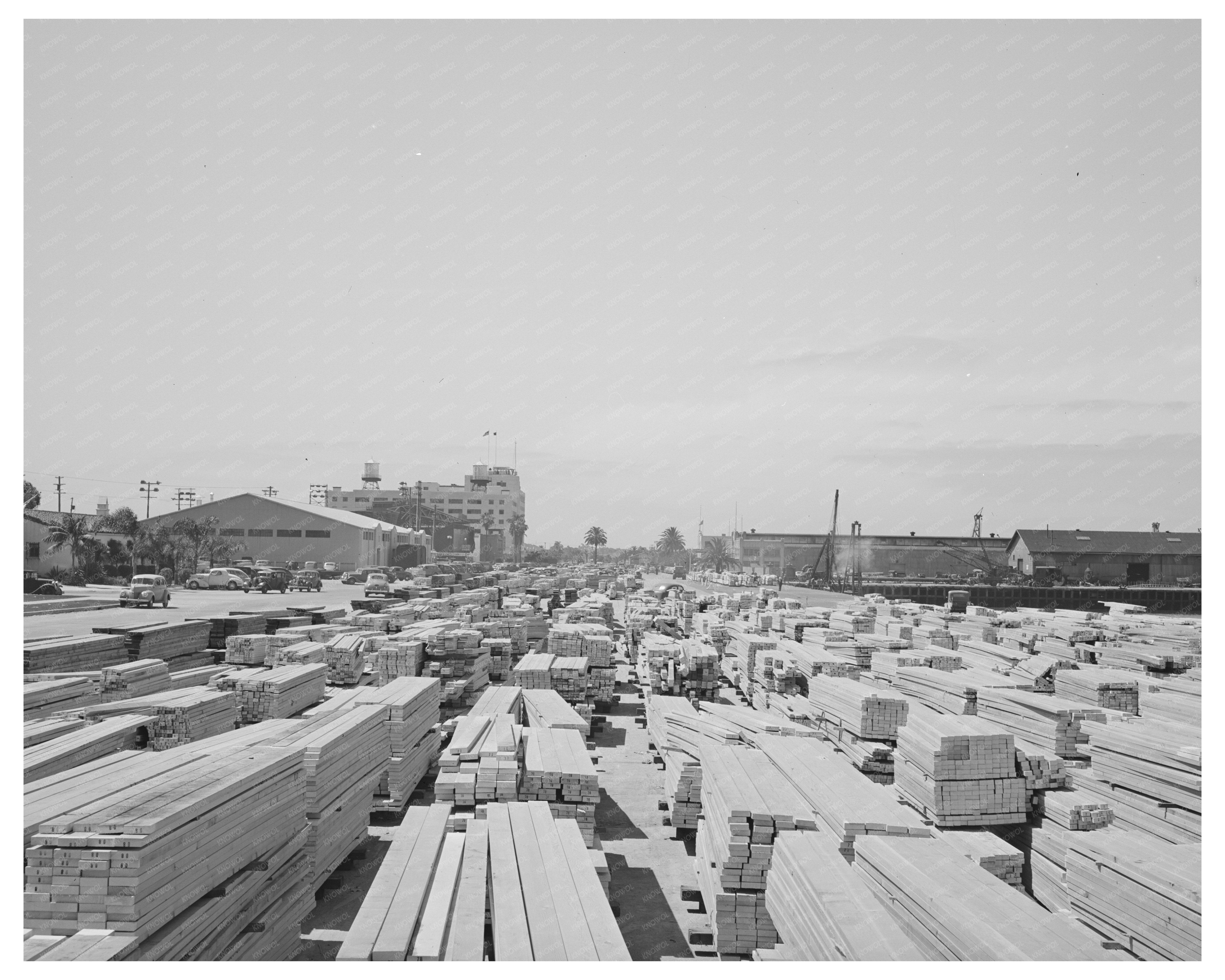 Lumber Stacked for Construction San Diego May 1941