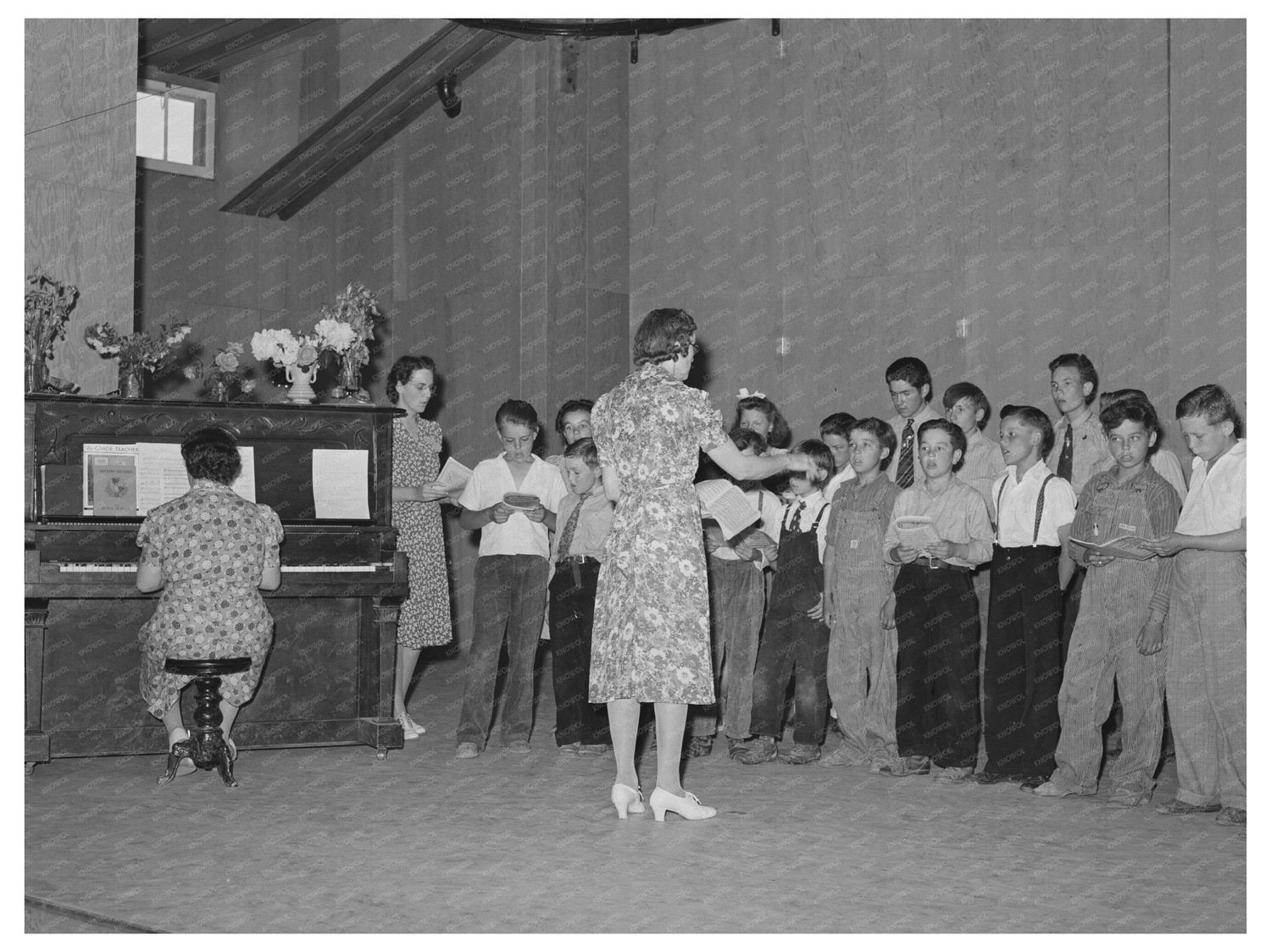 Schoolchildren and Teacher at Farm Labor Camp June 1941