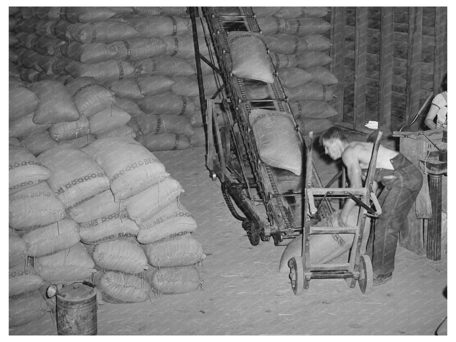 Sacked Wheat Warehouse Touchet Washington July 1941