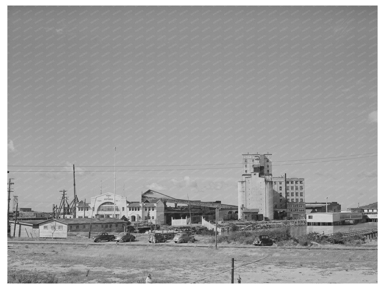 Astoria Oregon Waterfront Warehouses and Grain Elevators 1941