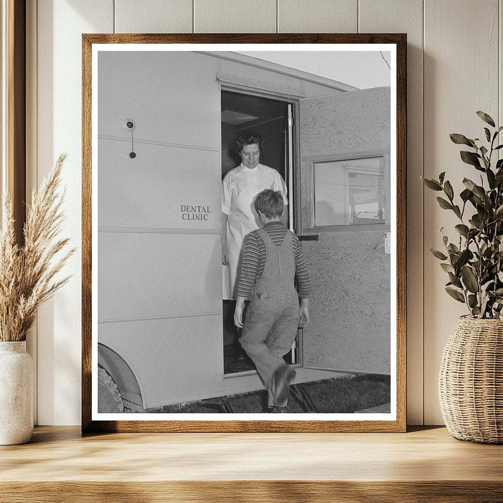 FSA Nurse Welcomes Migrant Boy Caldwell Idaho 1941