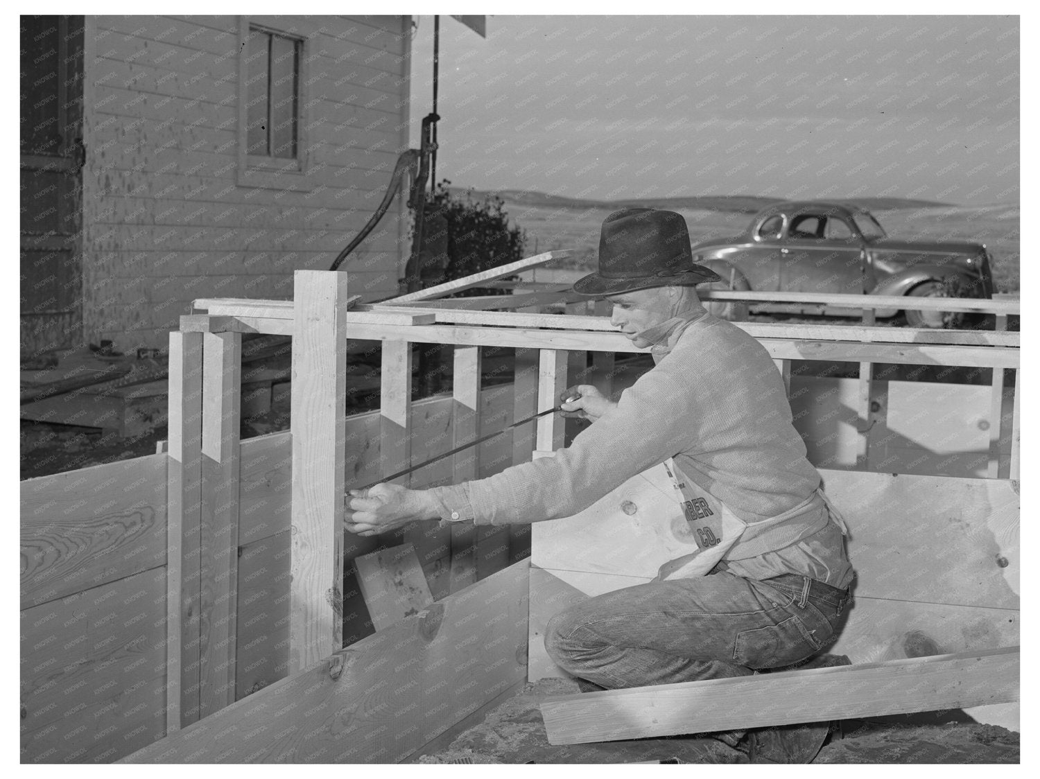 Carpenter at Work on Farmhouse Black Canyon Project 1941