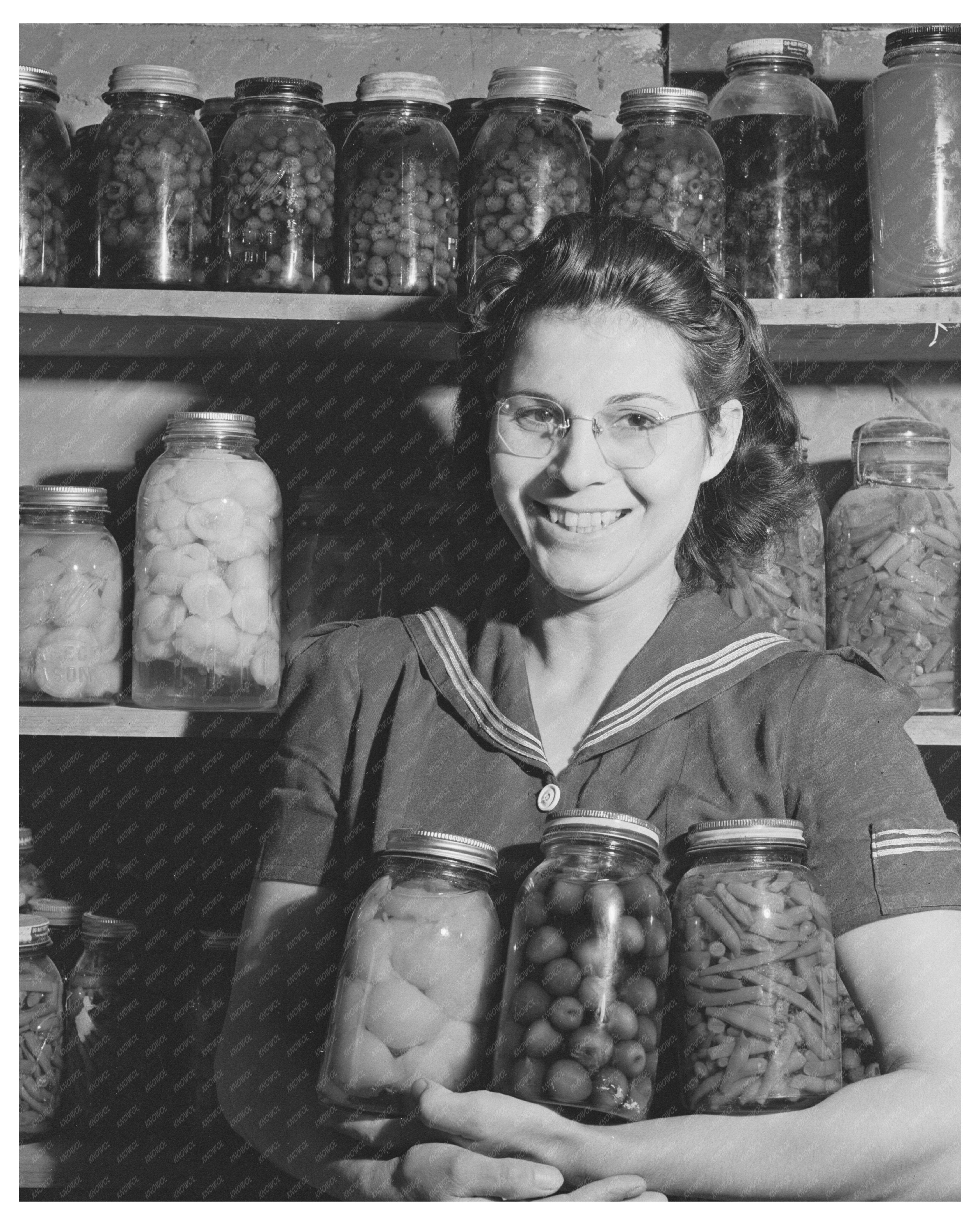 Mrs. Lee Wagoner and Home-Canned Goods 1941
