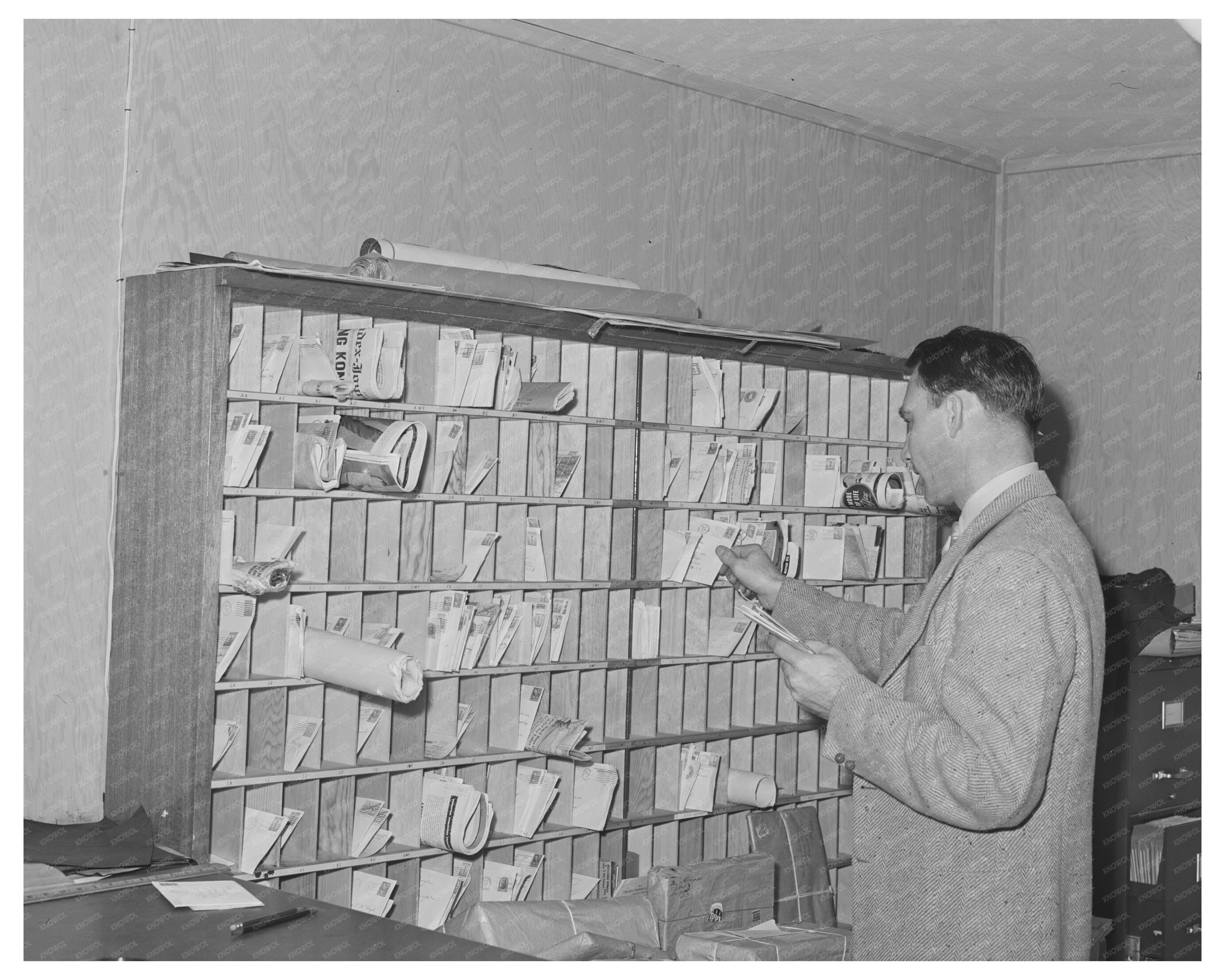 Mail Racks at Vallejo Defense Dormitories December 1941