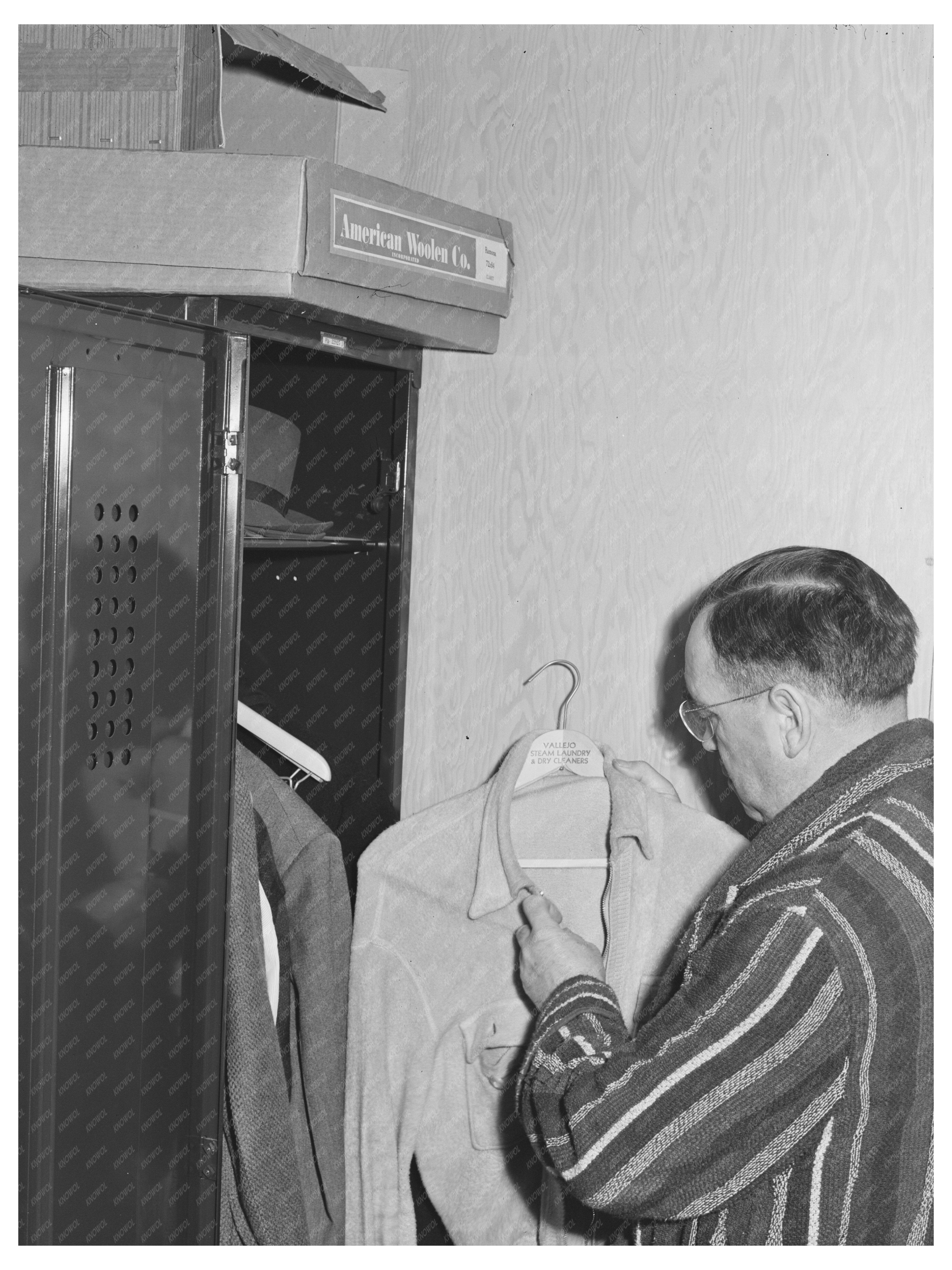 Workman in FSA Dormitory Vallejo California 1941