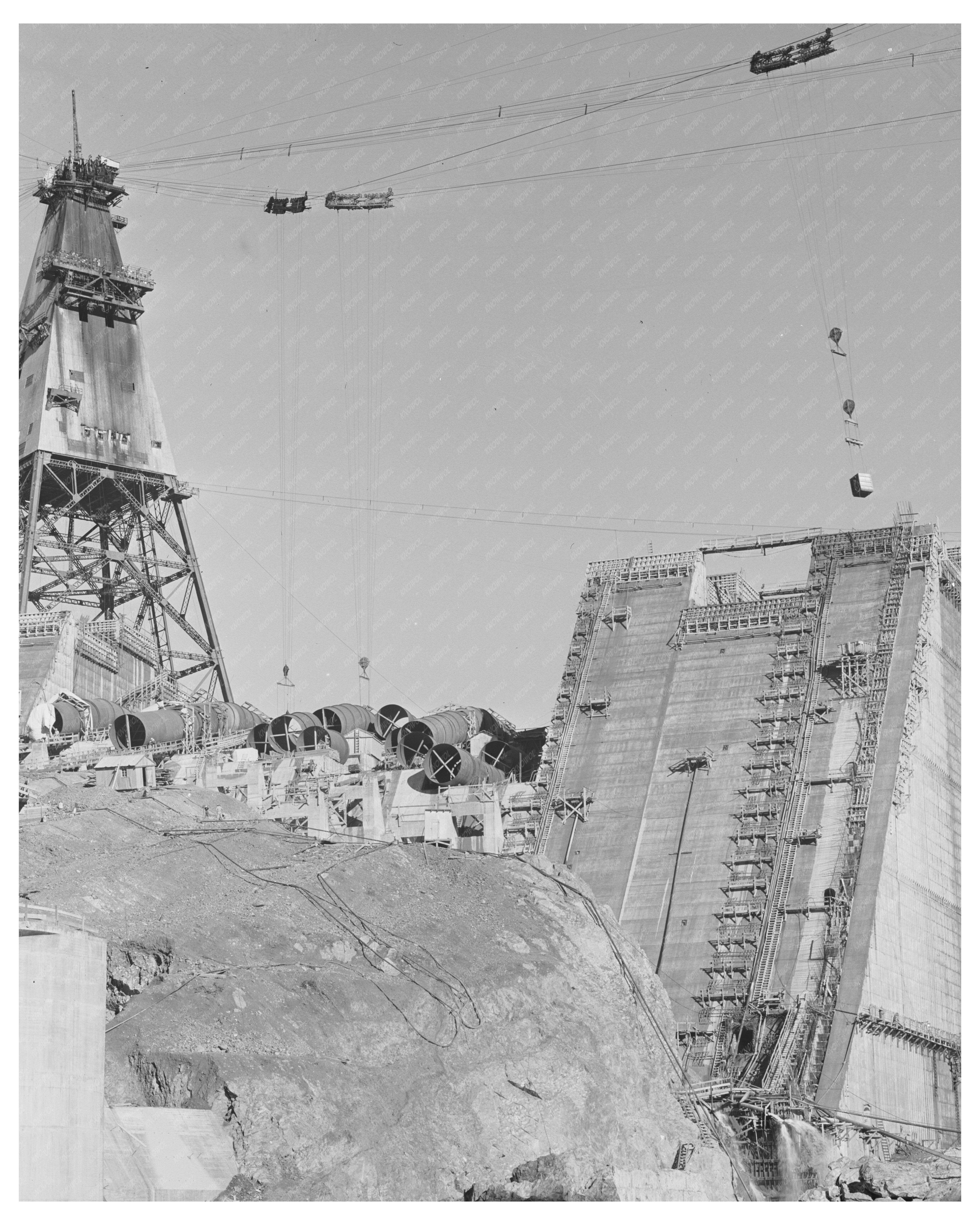 Shasta Dam Construction December 1941 Cable Tower Image