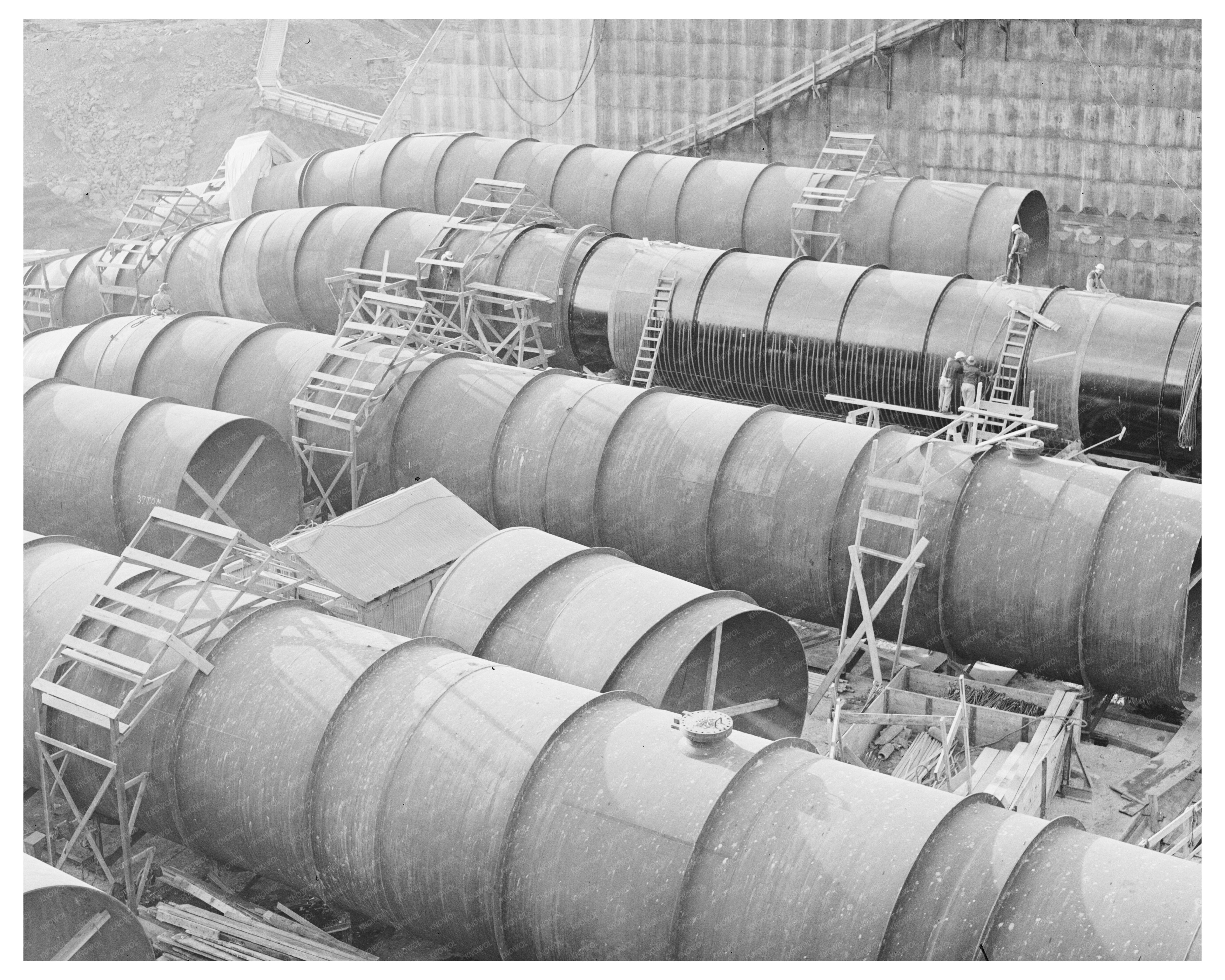 Shasta Dam Penstock Pipe December 1941 California