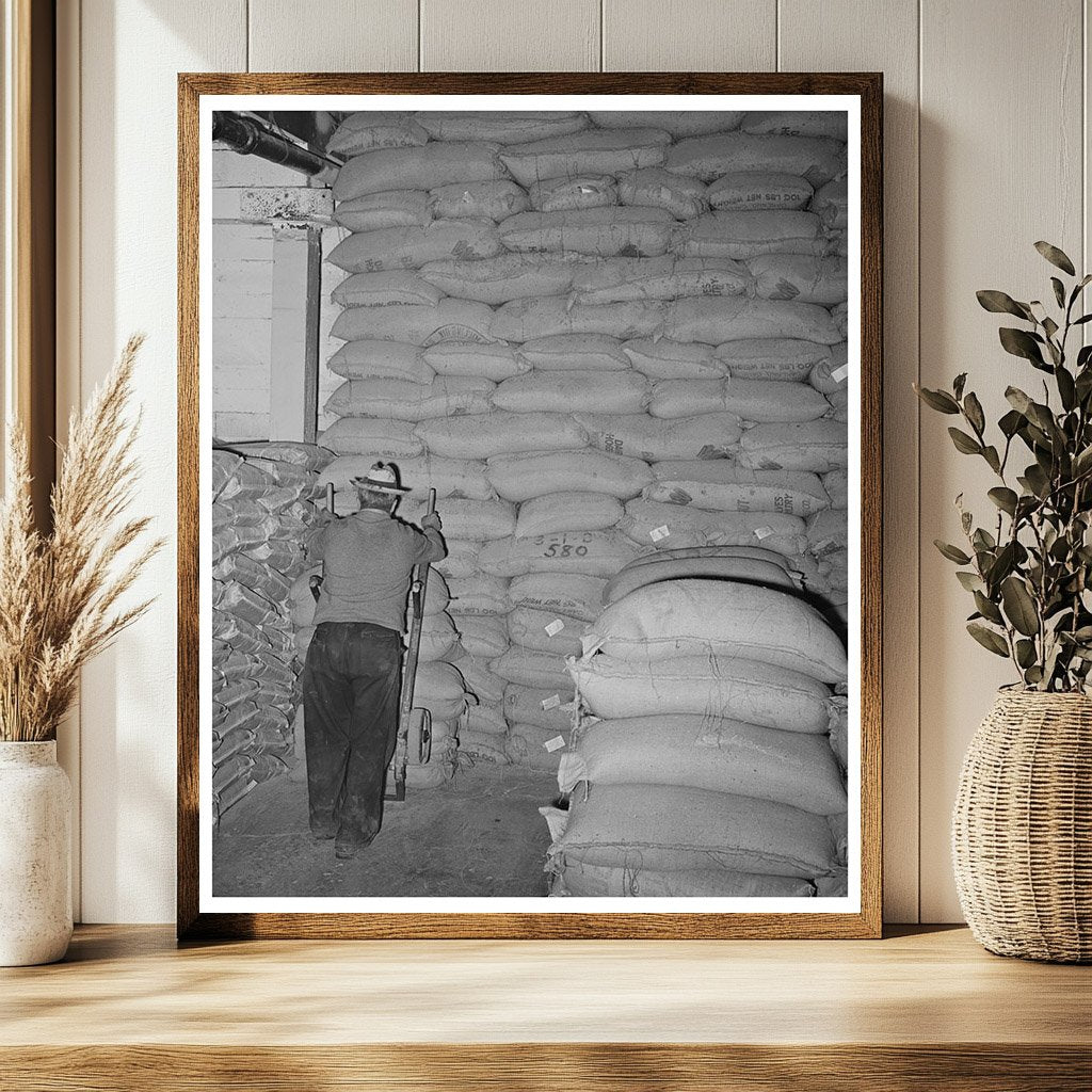 Sacks of Feed in Petaluma Warehouse January 1942