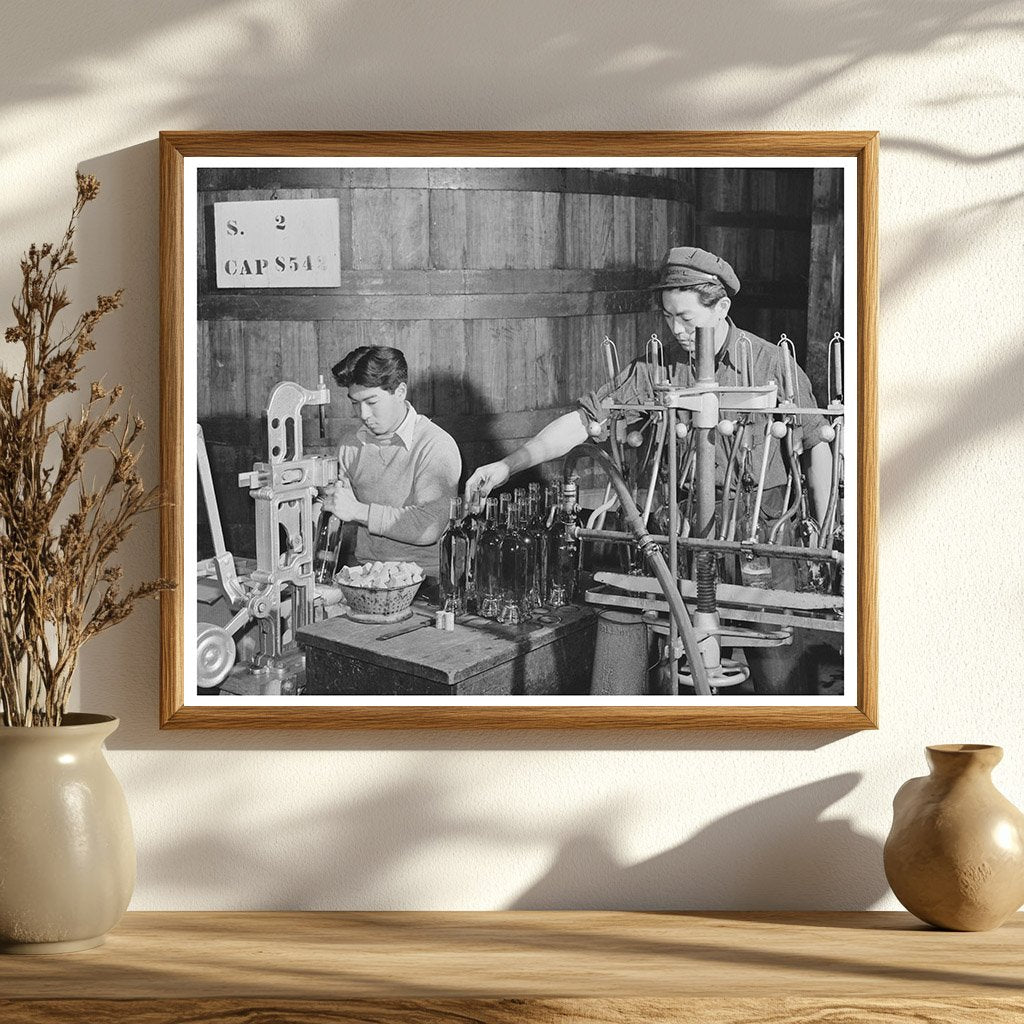 1942 Sonoma County Wine Bottling Process Image