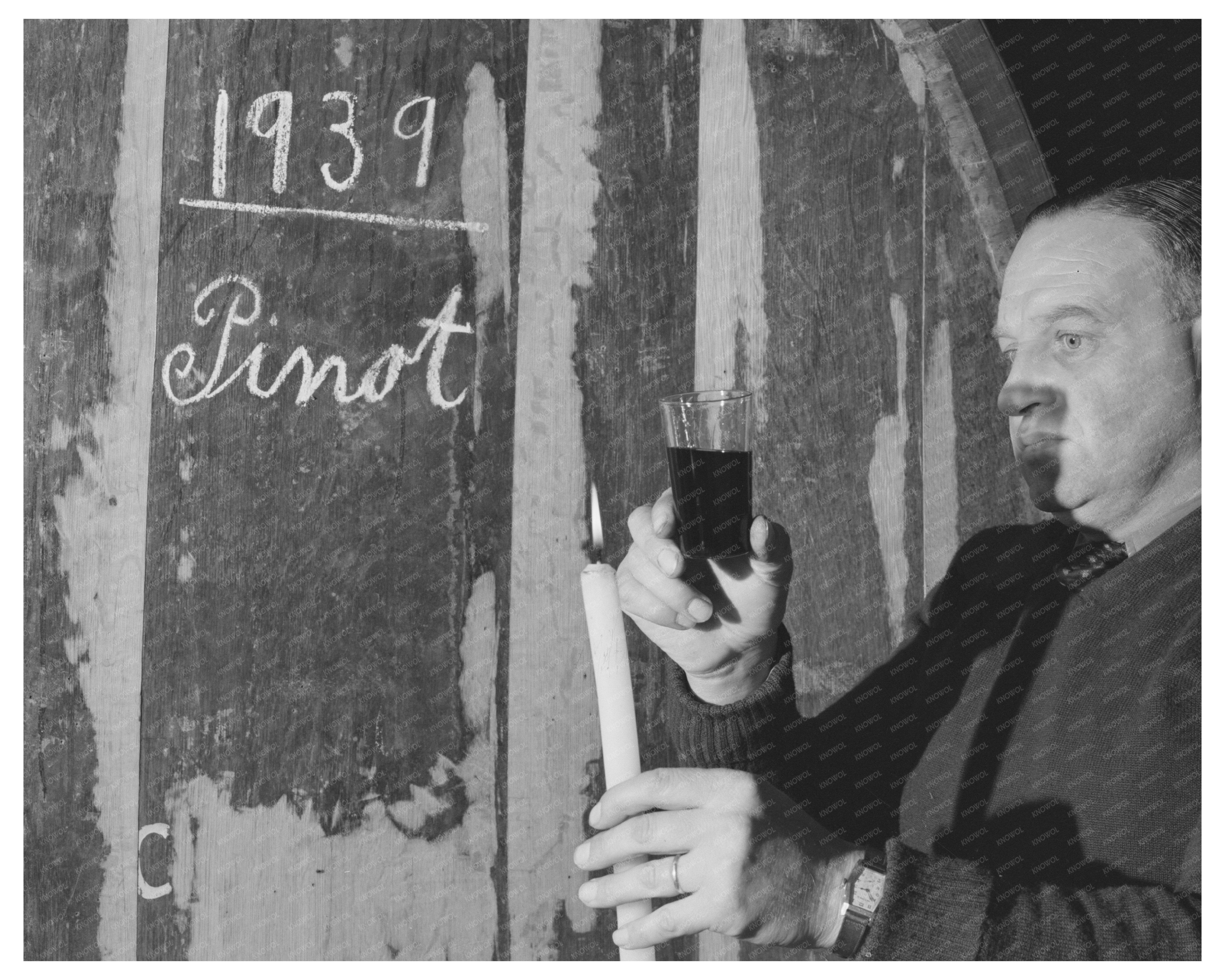 Winemaster Examines Red Wine Clarity Sonoma County 1942