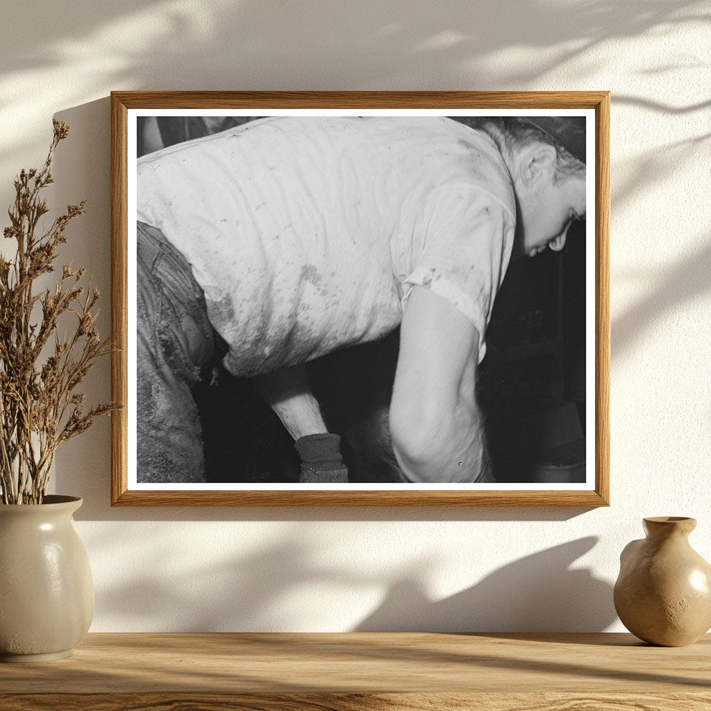 1942 Vintage Image of Workmen Packing Crushed Olives