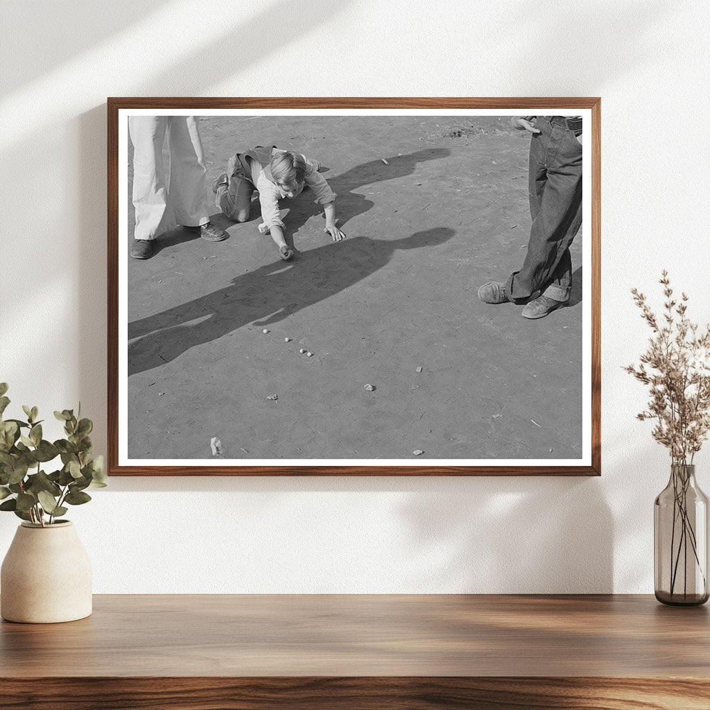 1942 Farm Workers Sons Playing Marbles in Woodville California