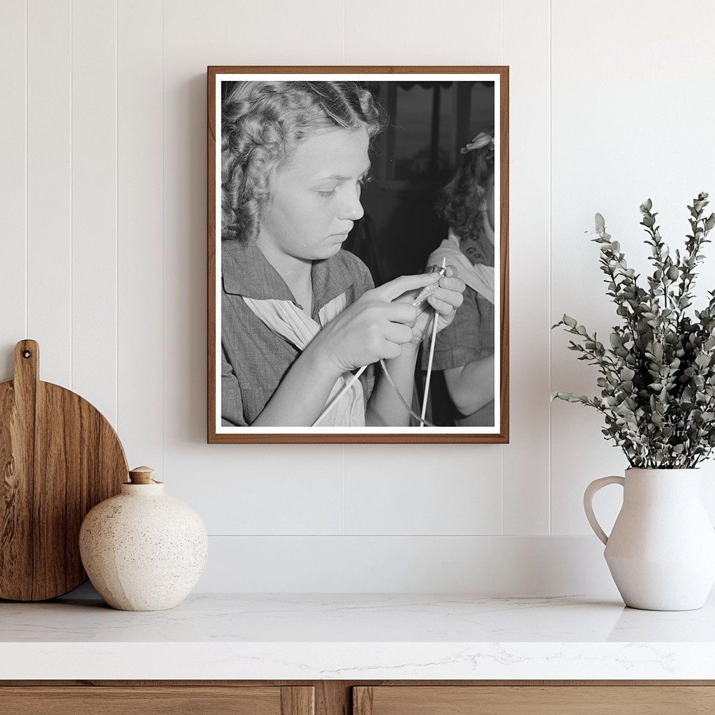 Girl Scout Knitting at Tulare County Camp 1942