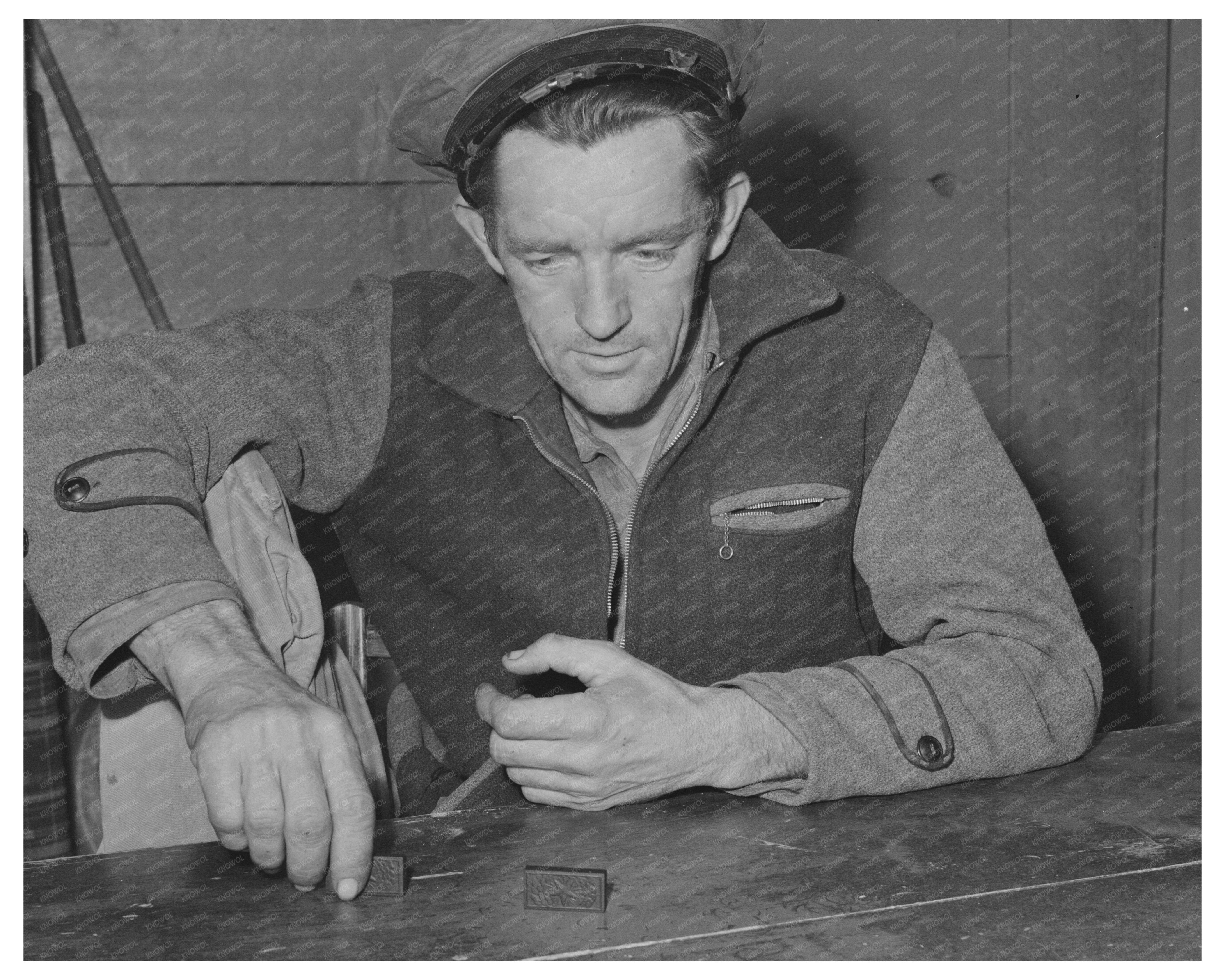 Farm Workers Playing Dominoes Tulare County California 1942