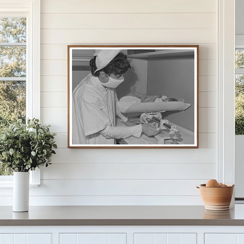 Nurse Weighs Newborn at Cairns General Hospital 1942