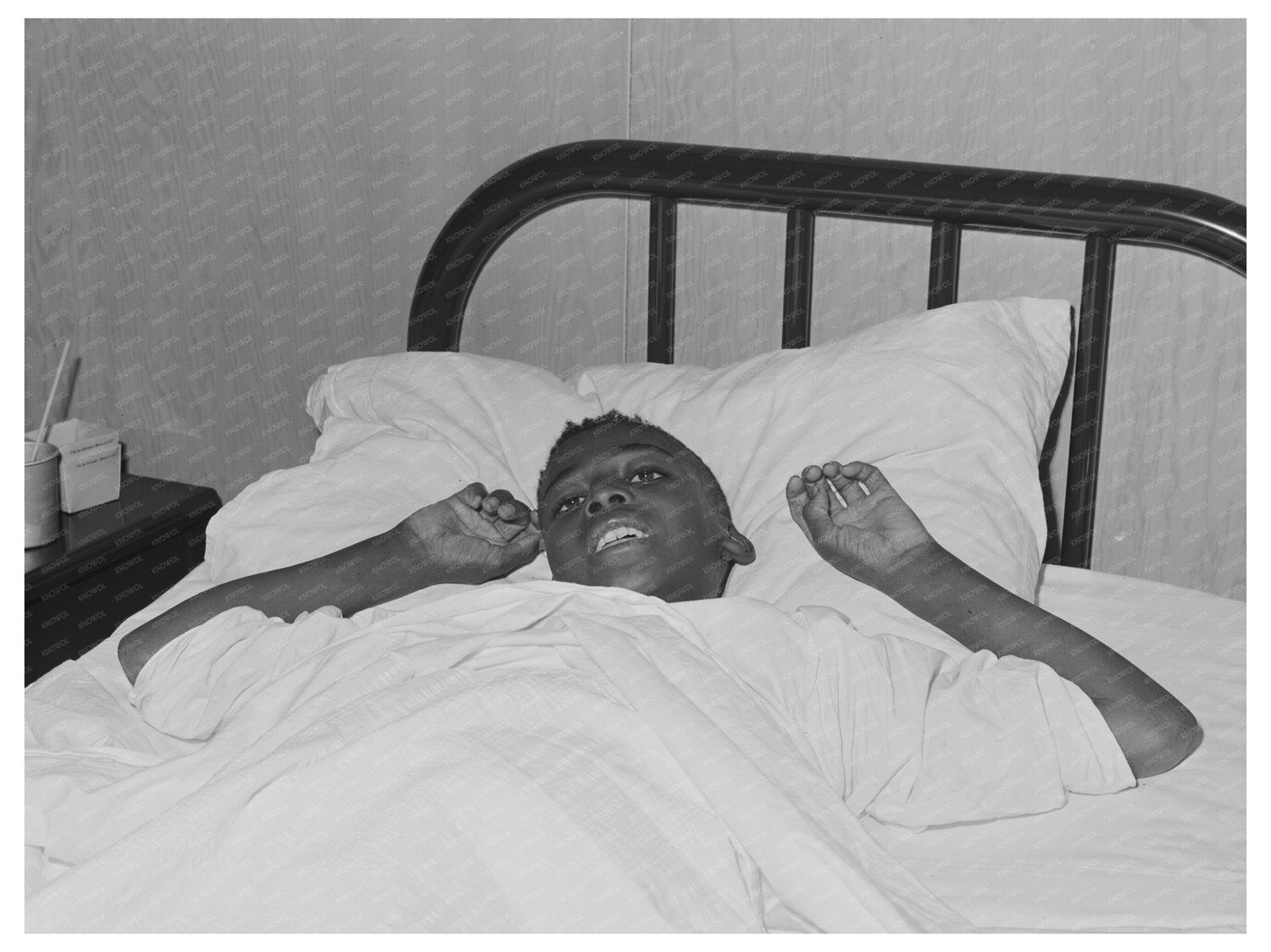 Vintage 1942 Photo of Boy Post-Surgery in Arizona