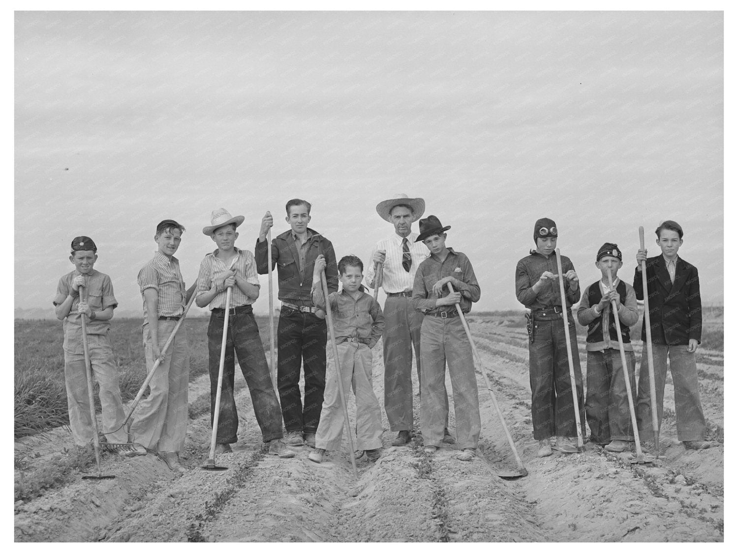 Boys Gardening in Arizona Vocational Class 1942