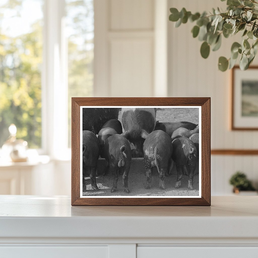 Pigs at Feed Trough Coolidge Arizona February 1942