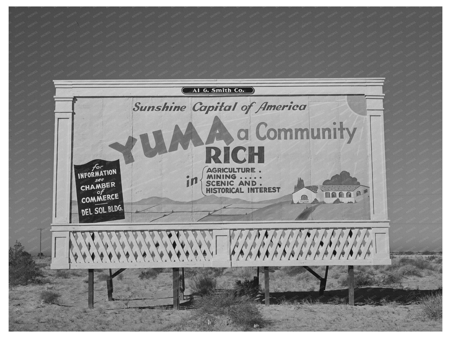 Yuma County Arizona Sign March 1942 Historical Photograph