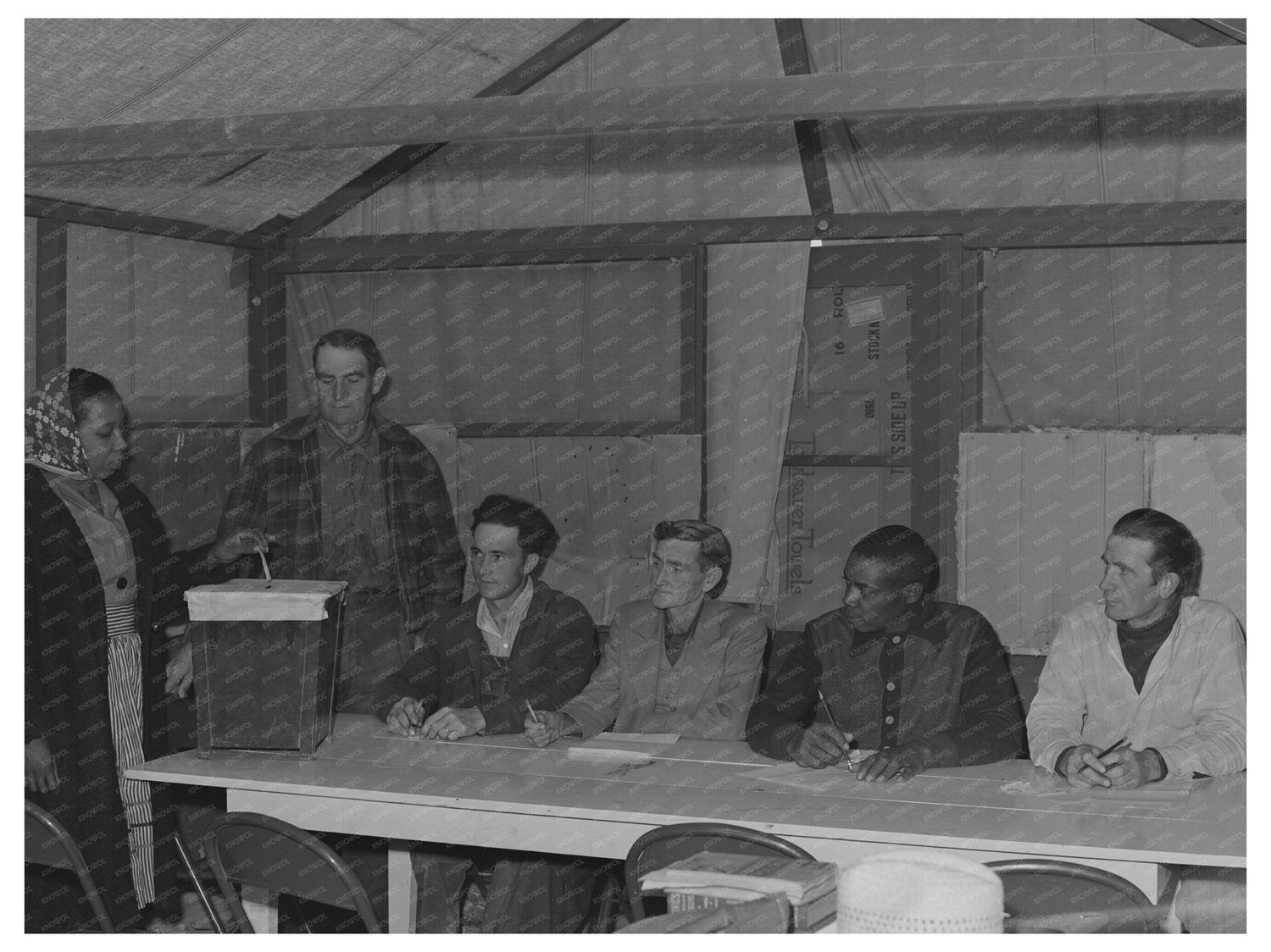Farm Workers Voting for Camp Council in Arizona 1942