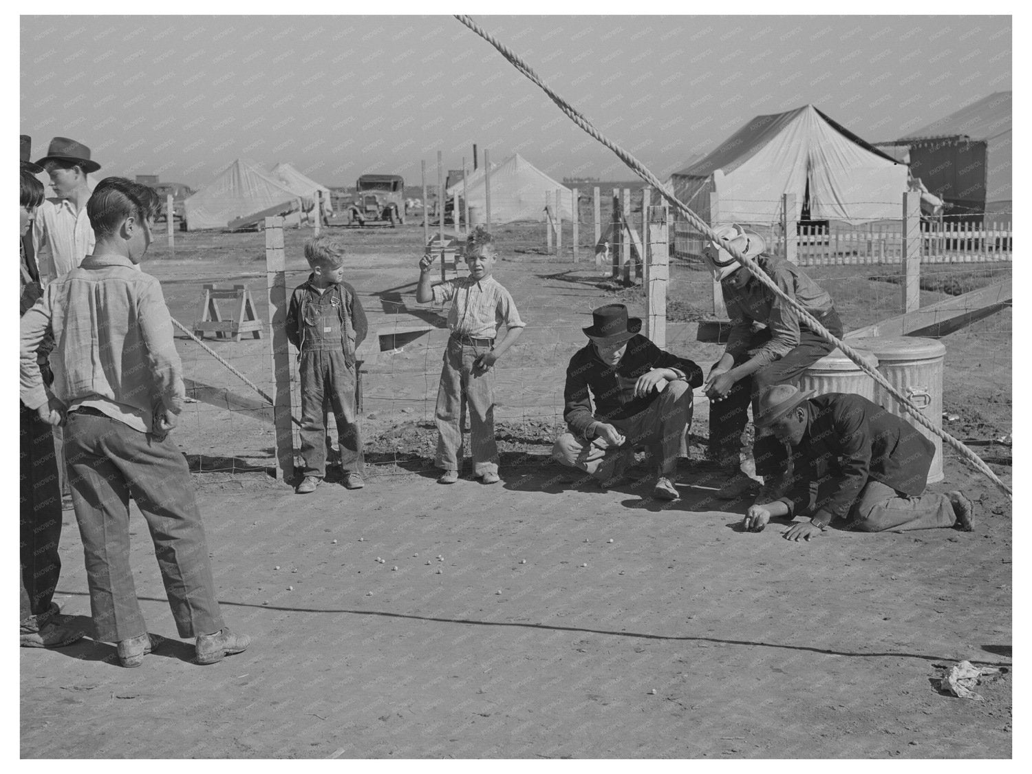 Boys Playing Marbles in Friendly Corners Arizona 1942