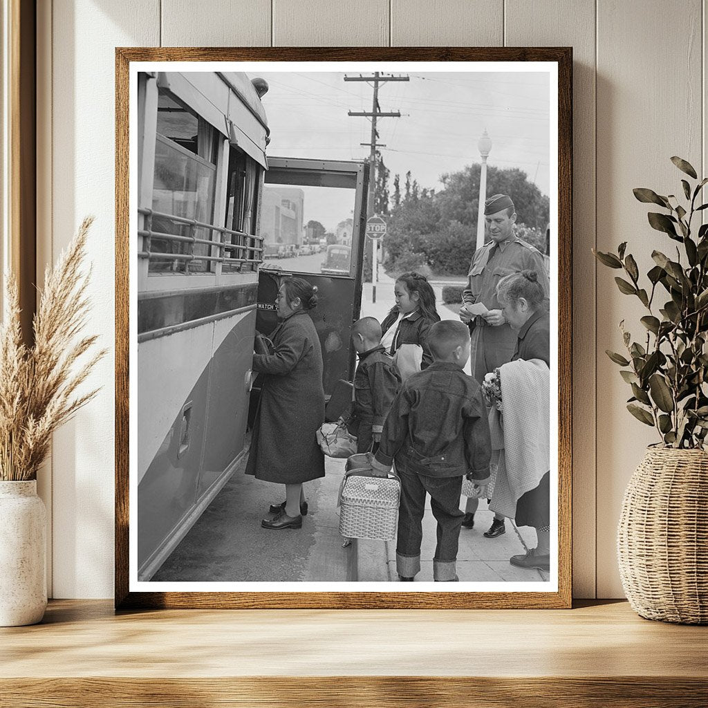 Japanese-Americans Boarding Bus Salinas California May 1942