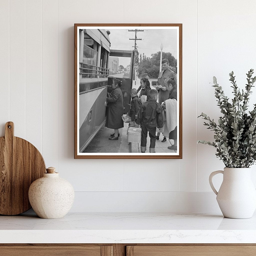 Japanese-Americans Boarding Bus Salinas California May 1942