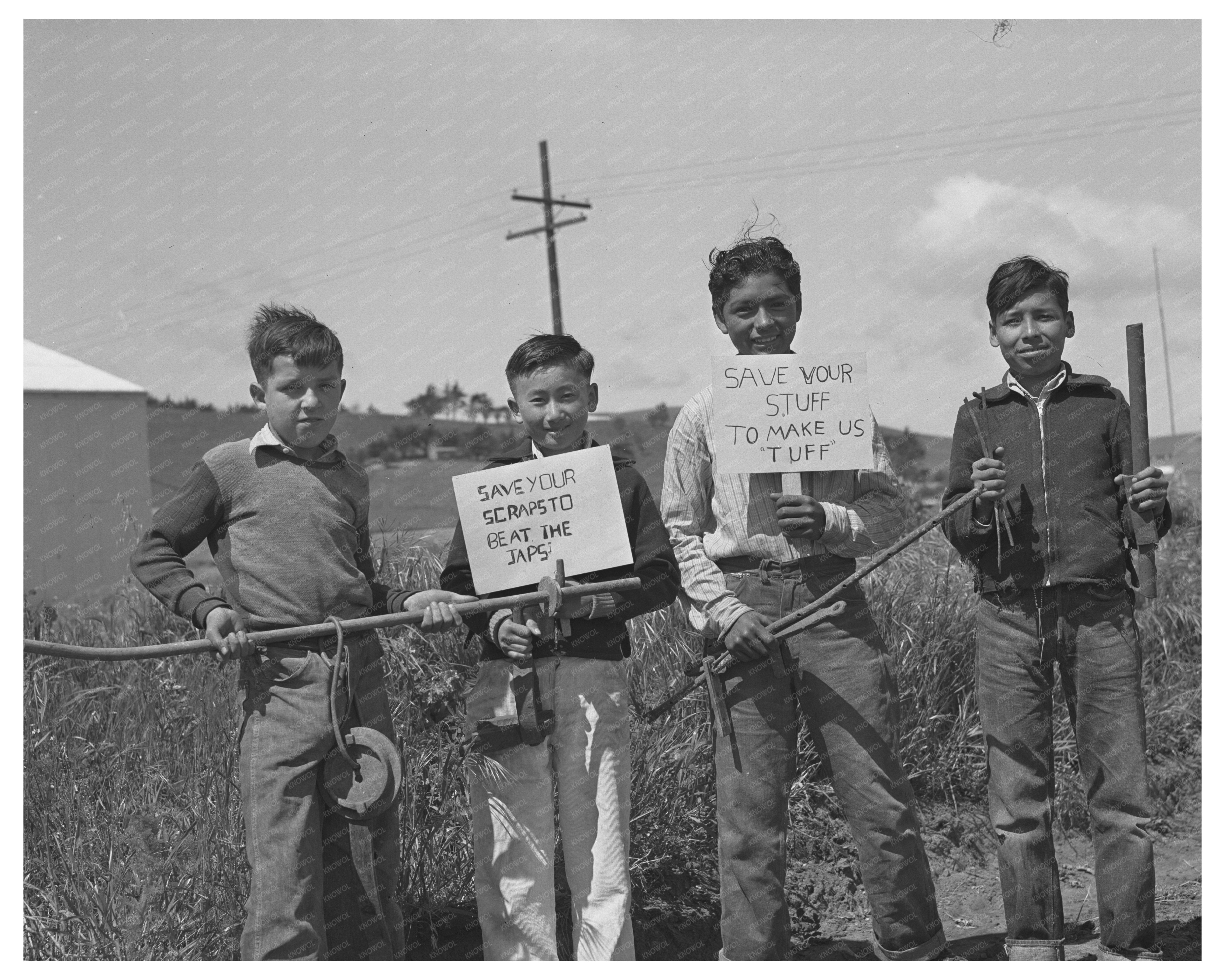 San Juan Bautista Schoolchildren Recycling Scrap Metal 1942