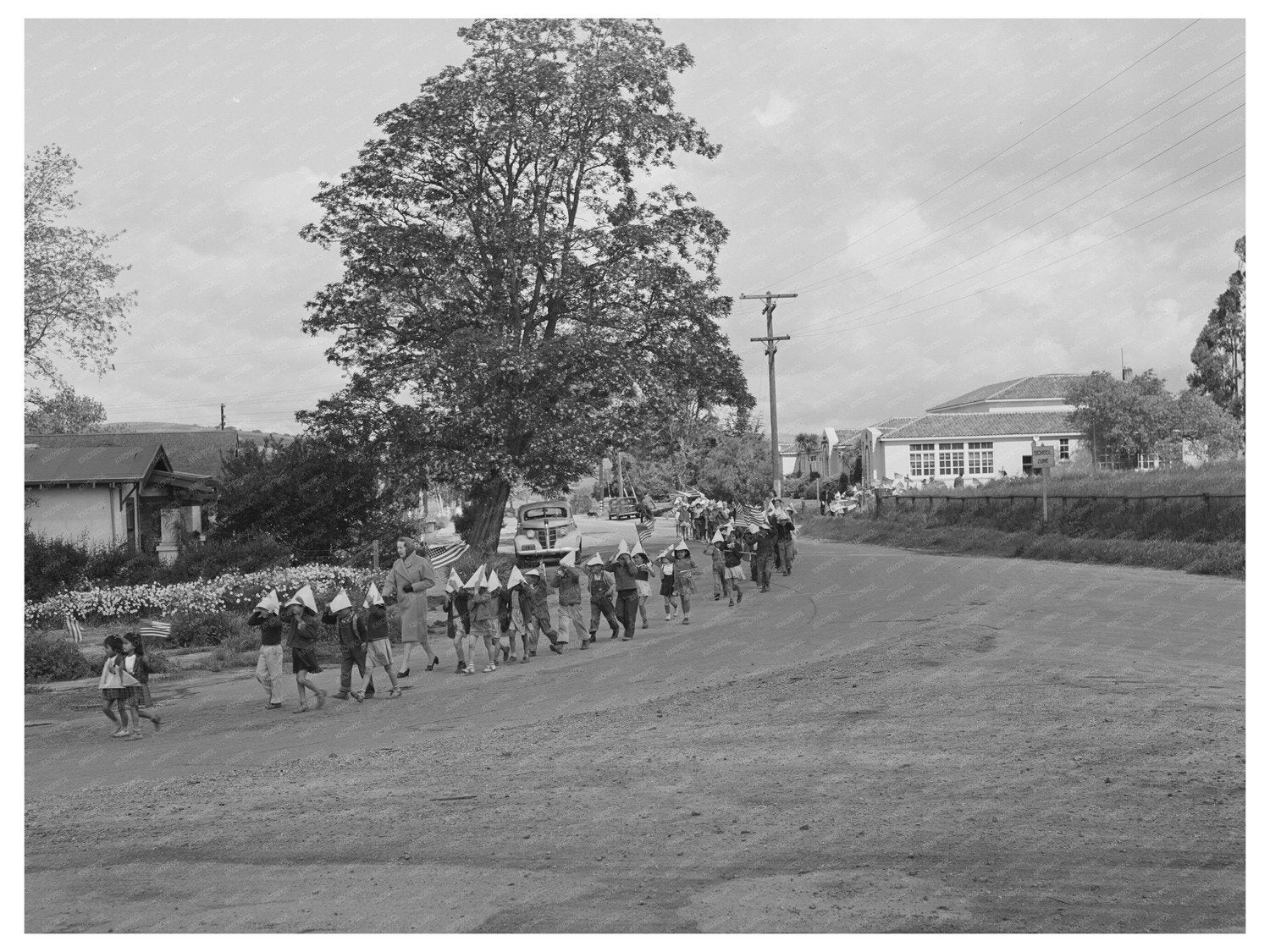 San Juan Bautista Schoolchildren Parade for WWII Efforts 1942