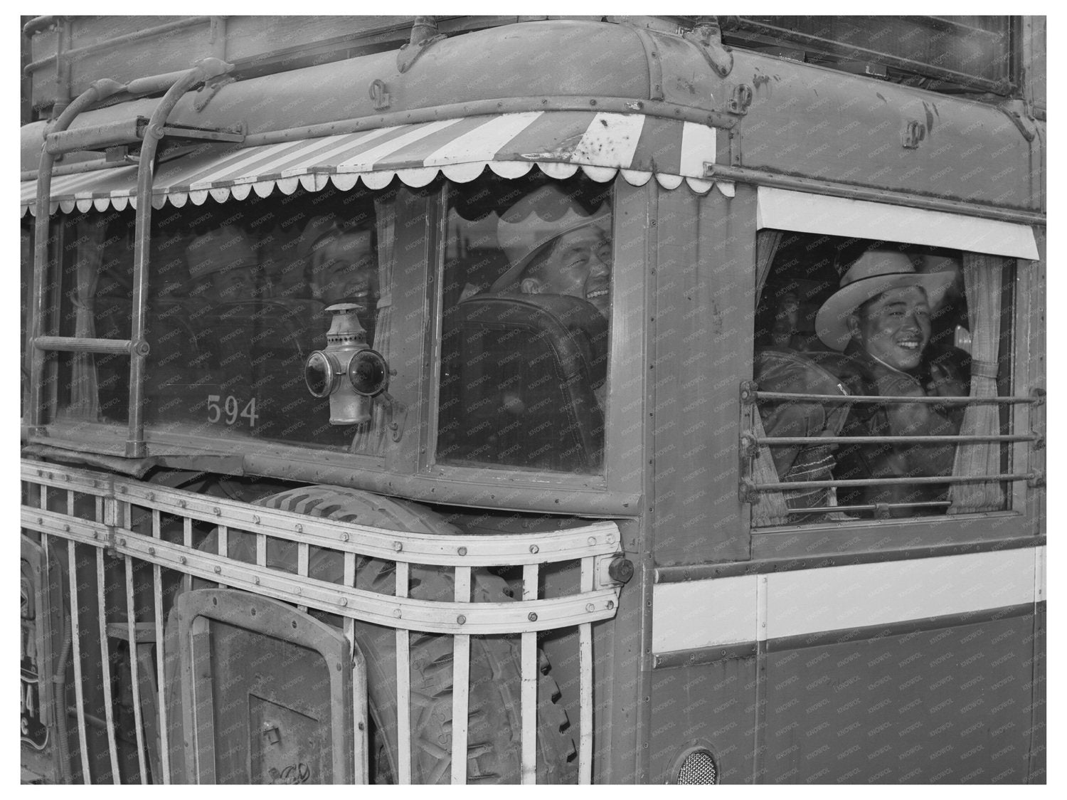 Japanese-Americans on Bus to Salinas Reception Center 1942