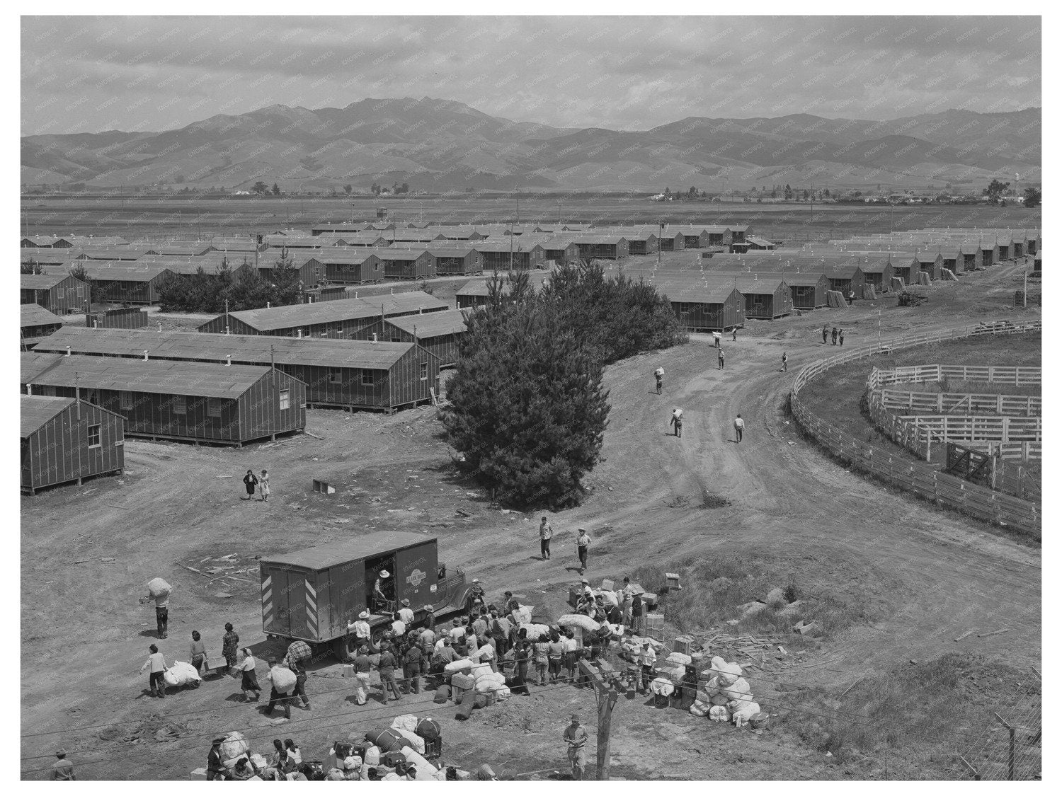 Japanese-Americans Arriving at Salinas Reception Center 1942