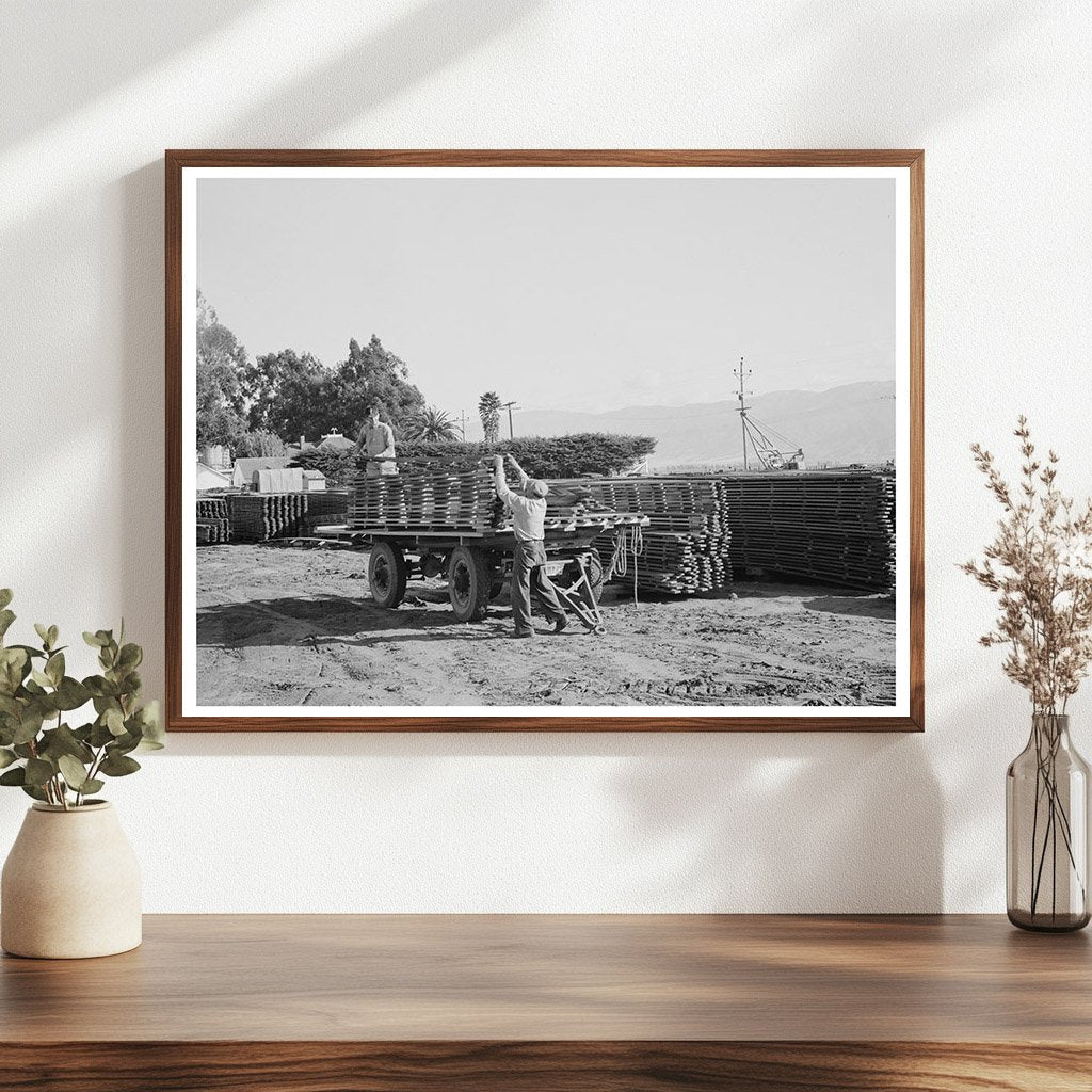 Salinas California Workers Unloading Duckboards 1942