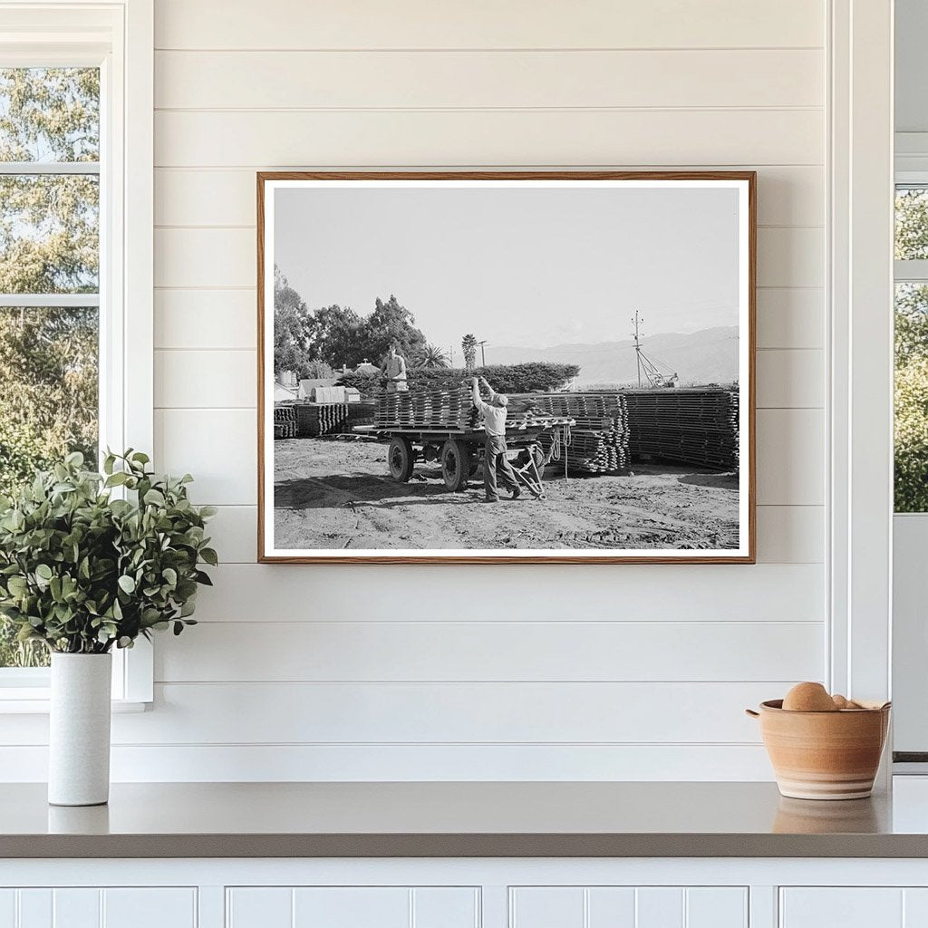 Salinas California Workers Unloading Duckboards 1942