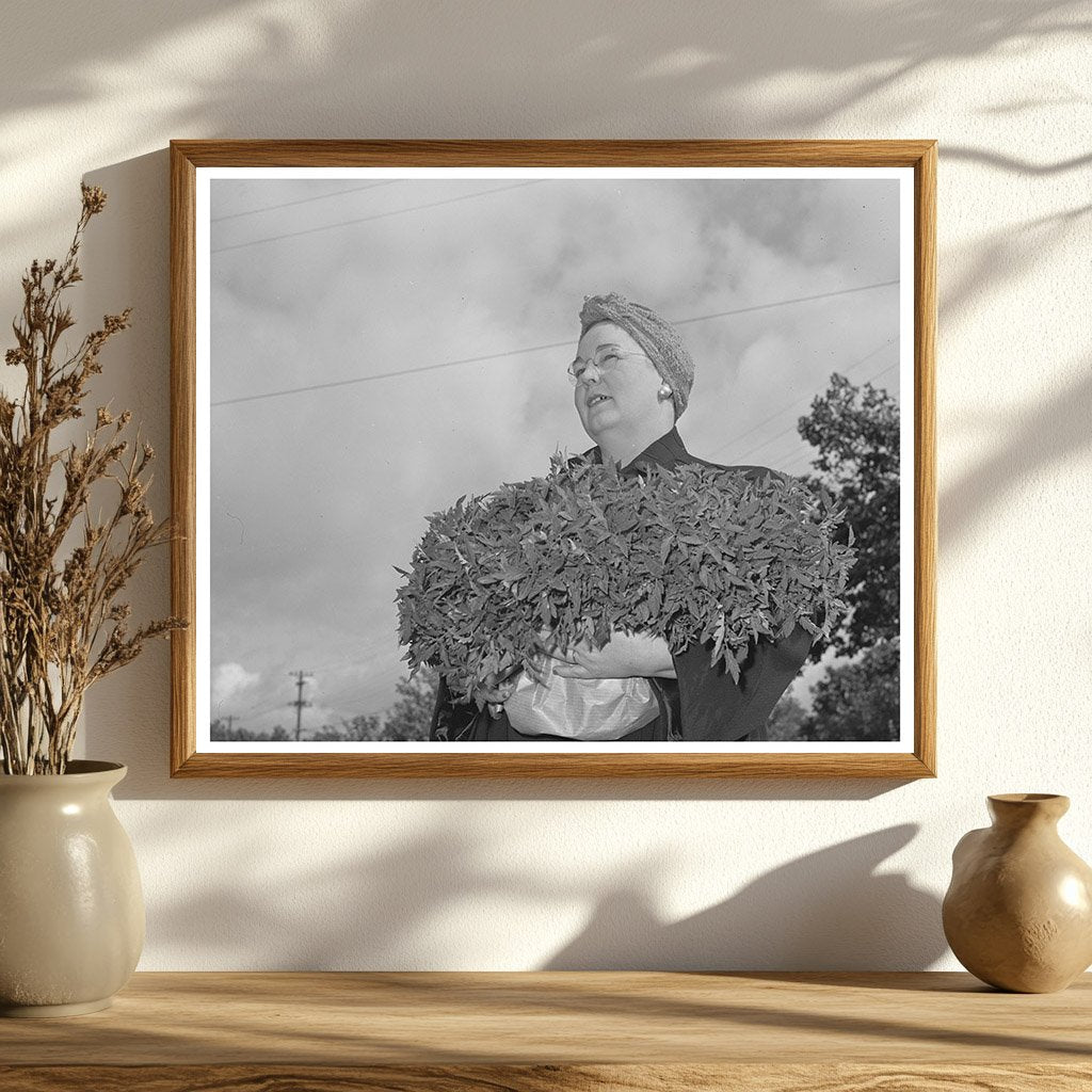 Housewife in Turlock CA with Tomato Plants 1942