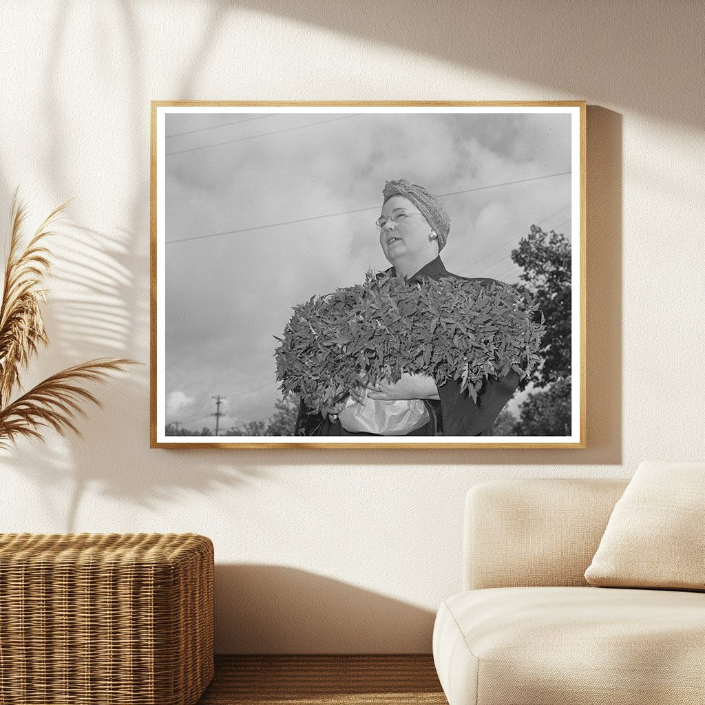 Housewife in Turlock CA with Tomato Plants 1942