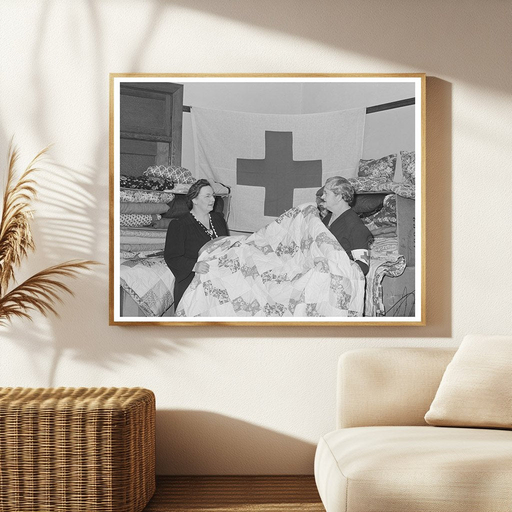 Housewife with Red Cross Quilts Turlock California May 1942