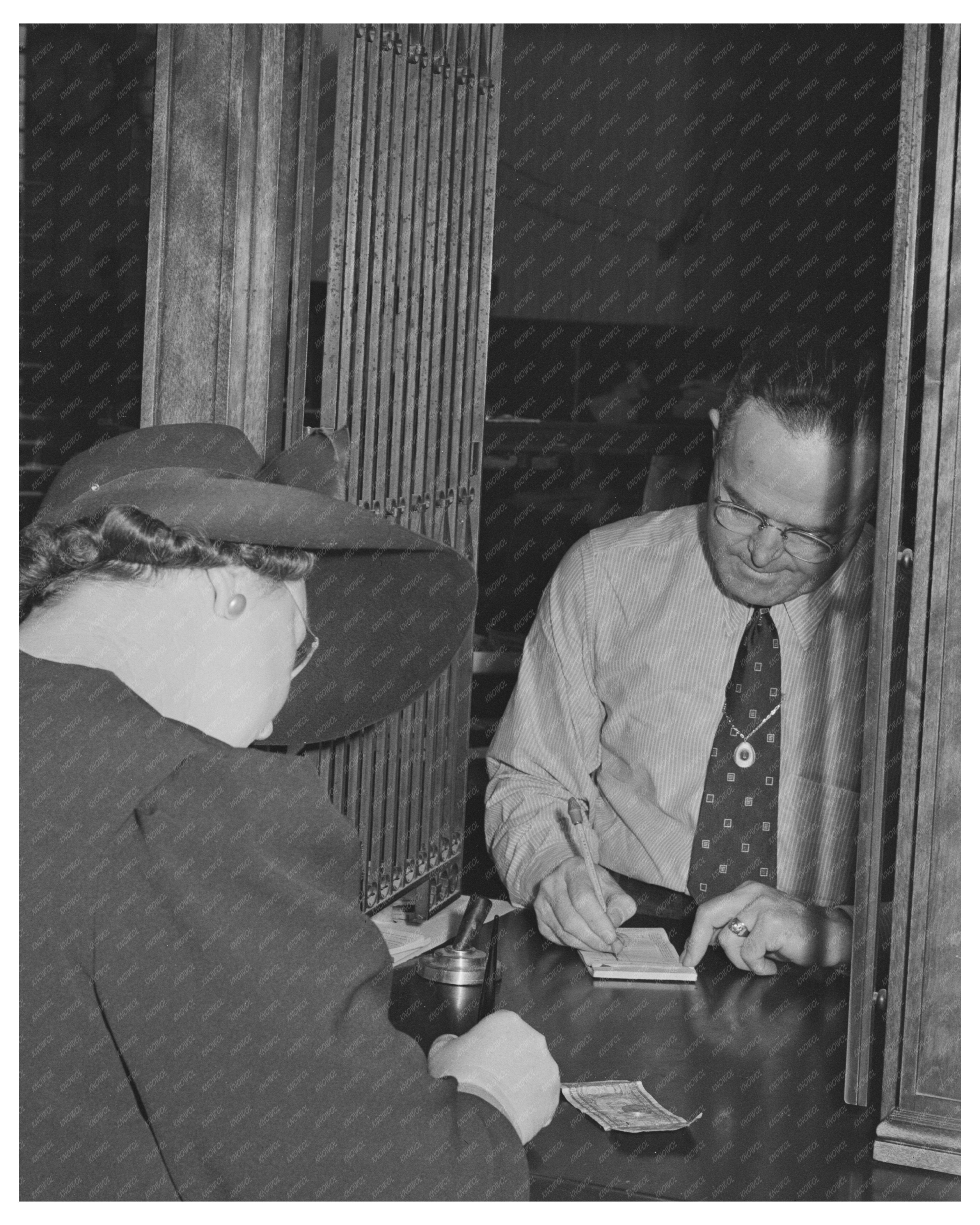 1942 Housewife PTA President Depositing Funds in Turlock CA