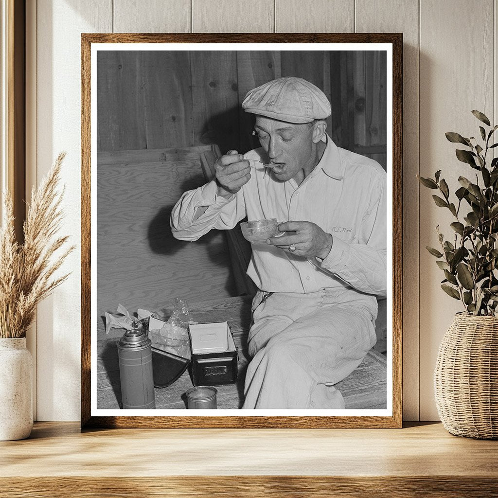 Workman at Dehydrating Plant Turlock California 1942
