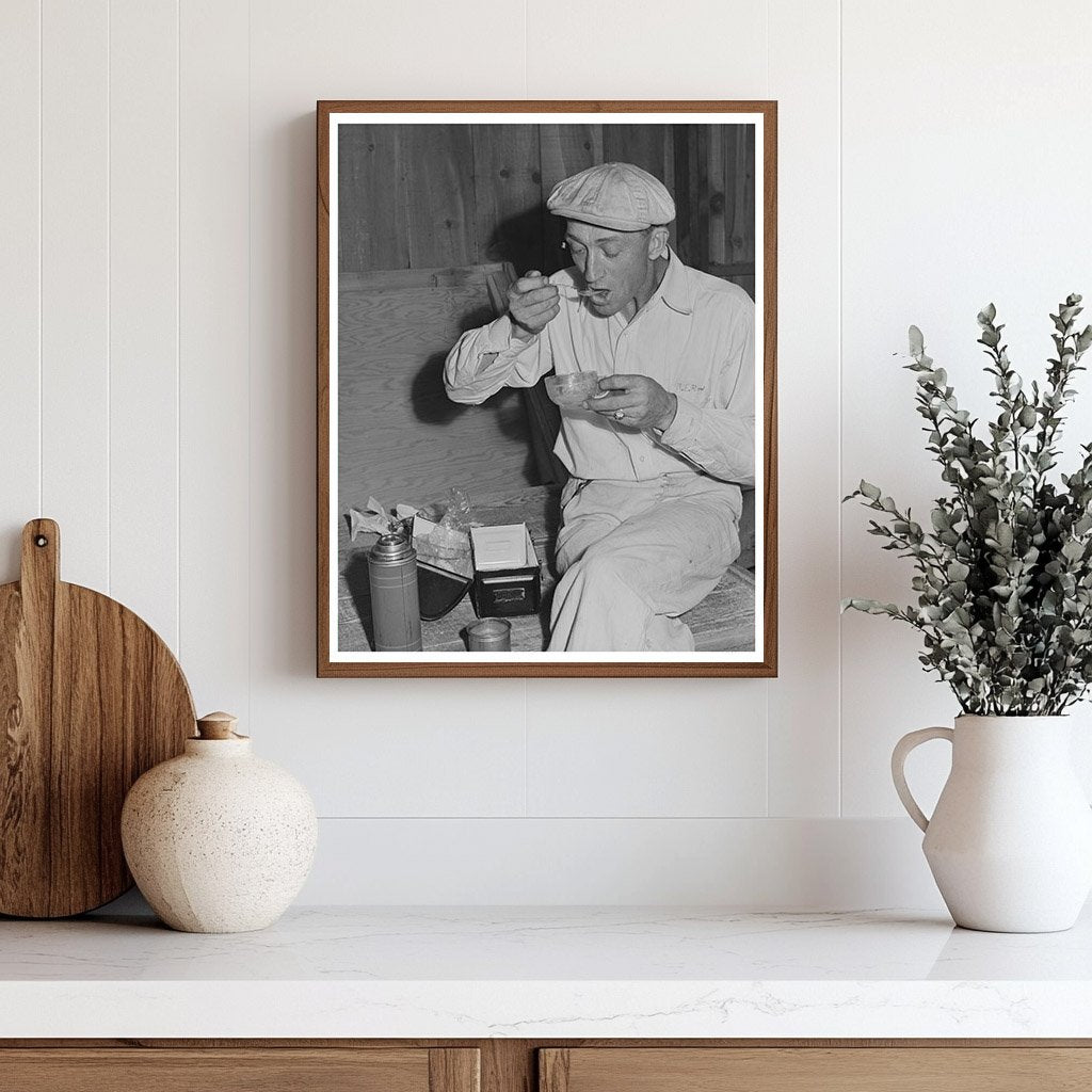 Workman at Dehydrating Plant Turlock California 1942