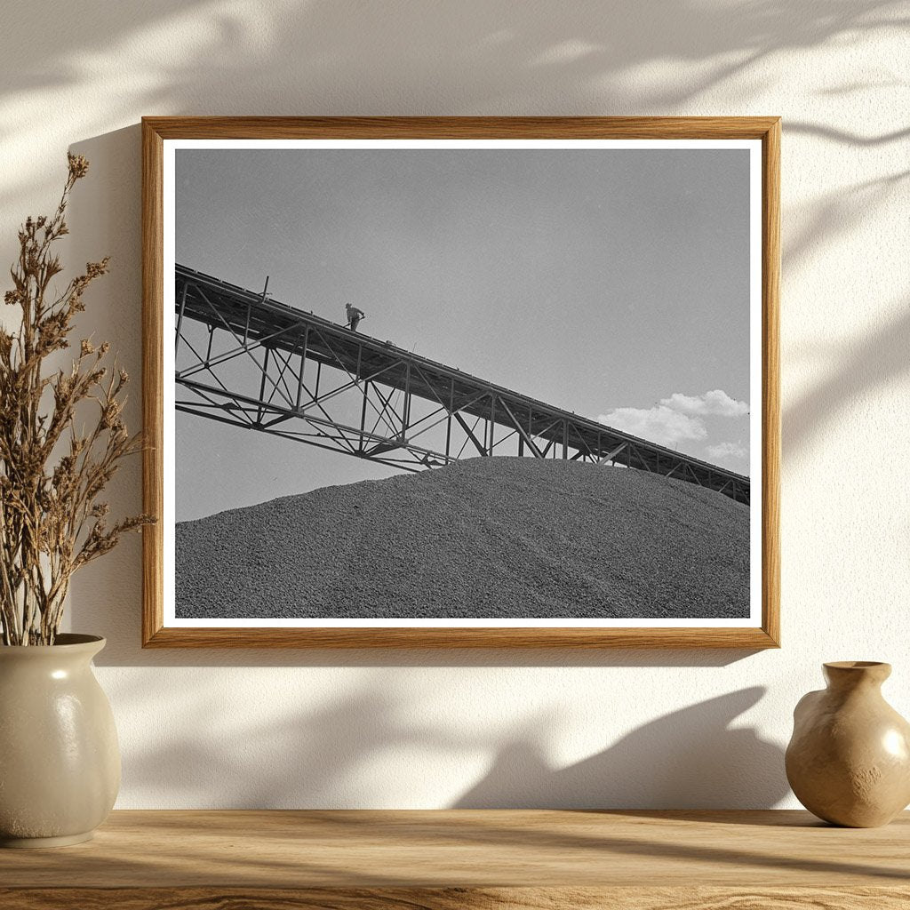 Gravel Pile Under Conveyor Belt at Shasta Dam 1942