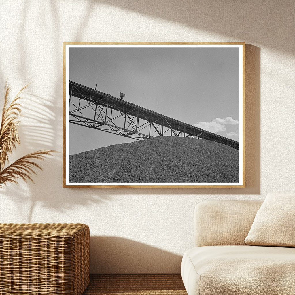 Gravel Pile Under Conveyor Belt at Shasta Dam 1942