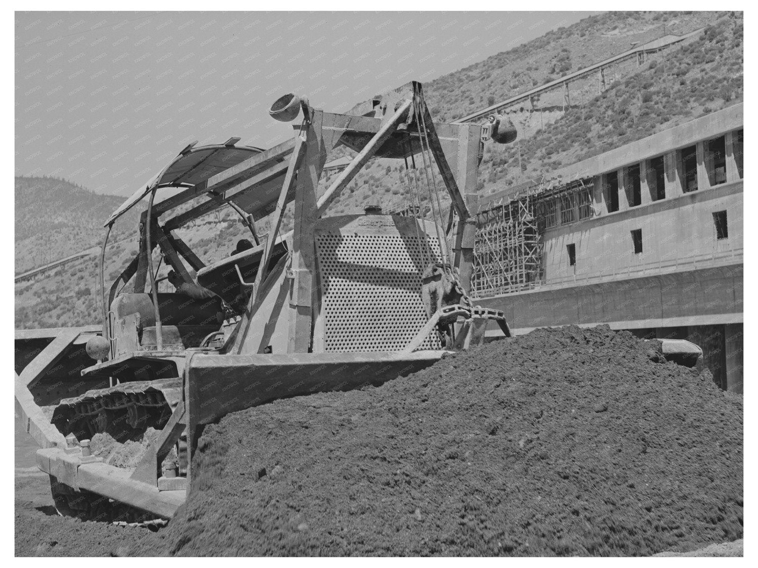 Bulldozer at Shasta Dam June 1942 Construction Image