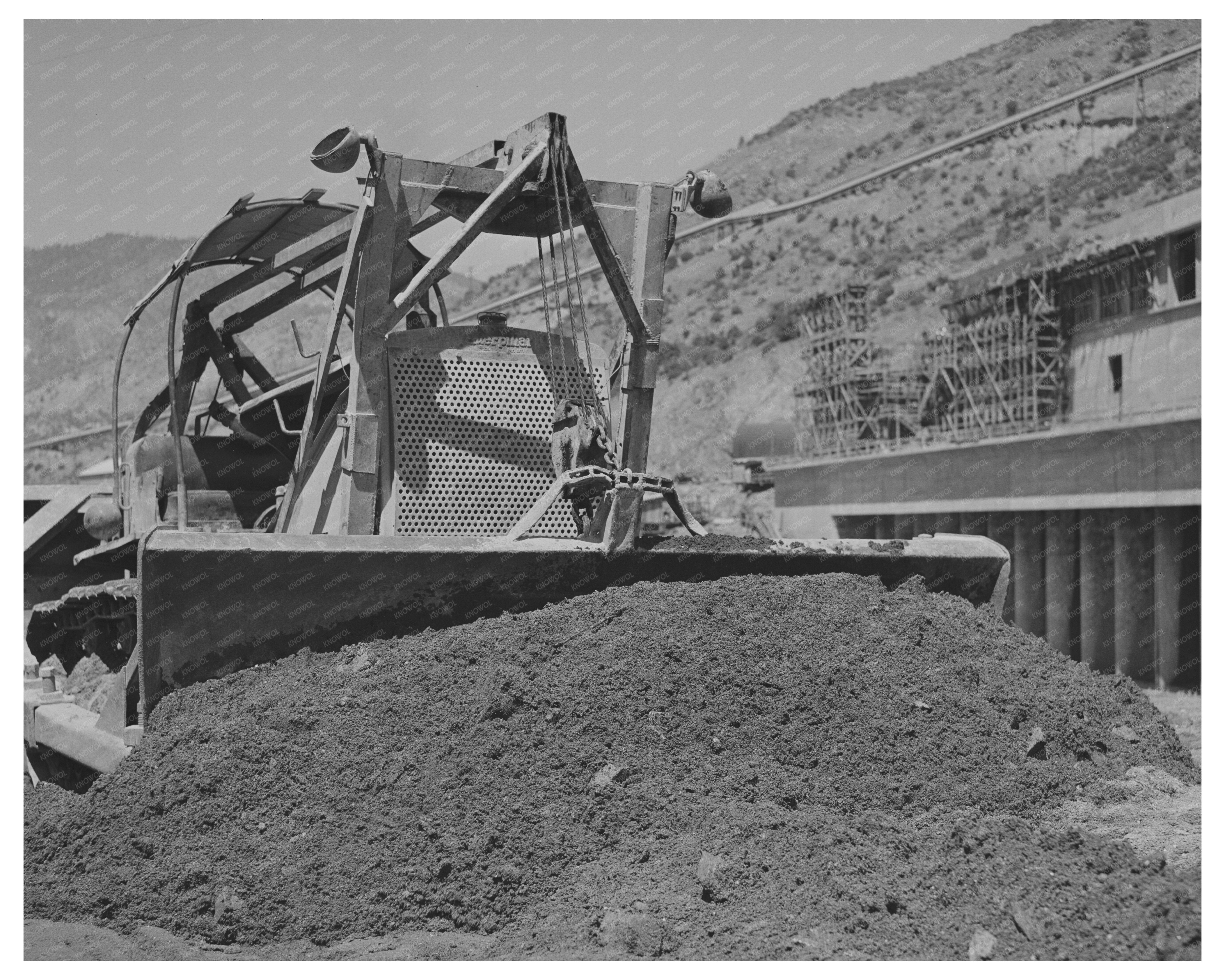 Shasta Dam Construction with Bulldozer June 1942