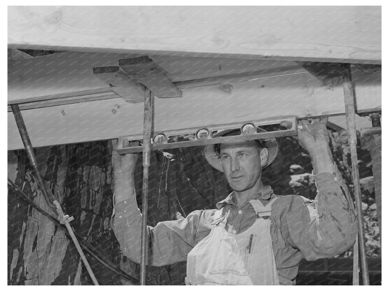 Carpenter Building Concrete Forms at Shasta Dam 1942