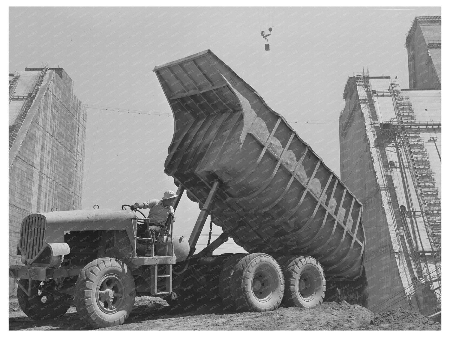 Shasta Dam dump truck vintage photo June 1942
