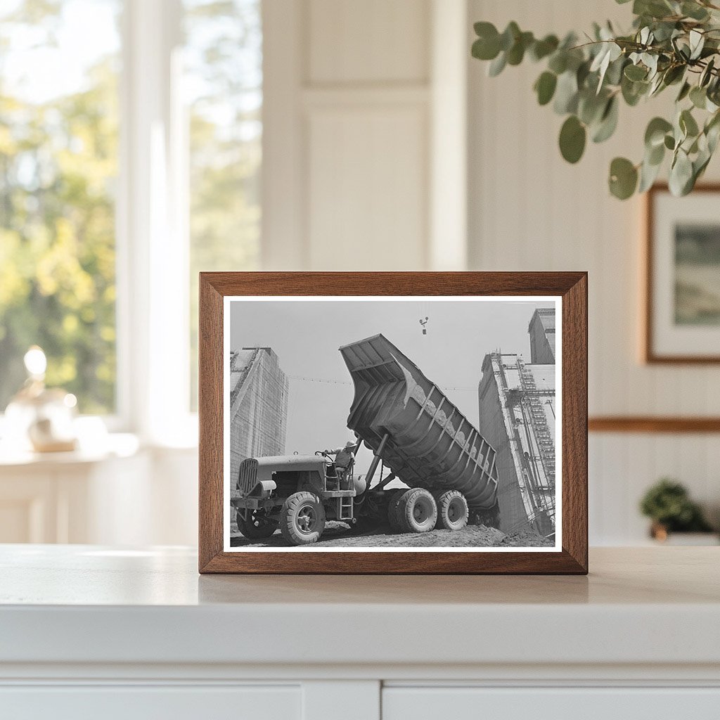 Shasta Dam dump truck vintage photo June 1942
